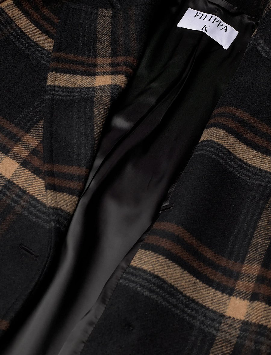 Filippa K - Alyssa Check Coat - winter jackets - black/ brown check - 4