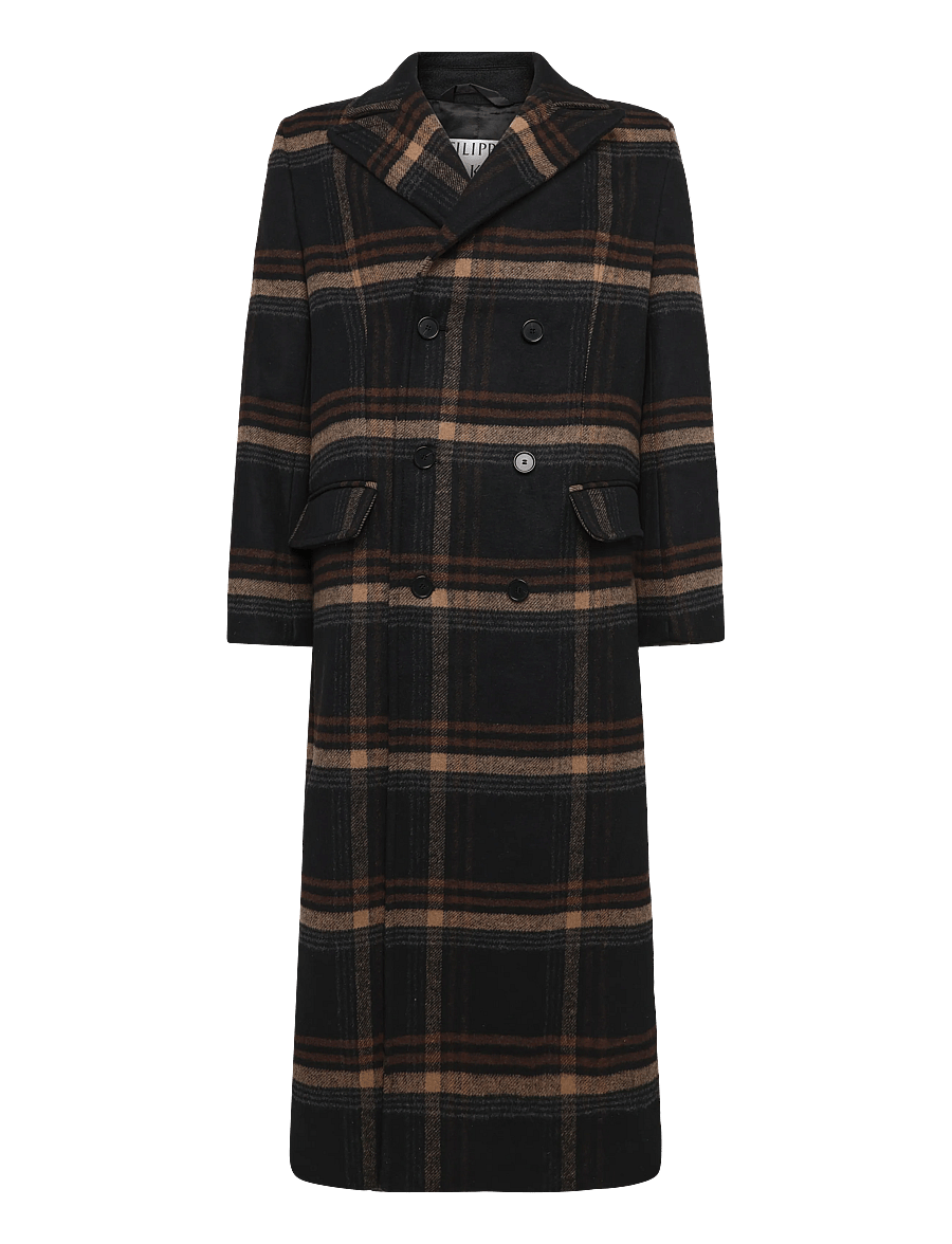 Filippa K - Damian Check Wool Coat - wool coats - black/ brown check - 0