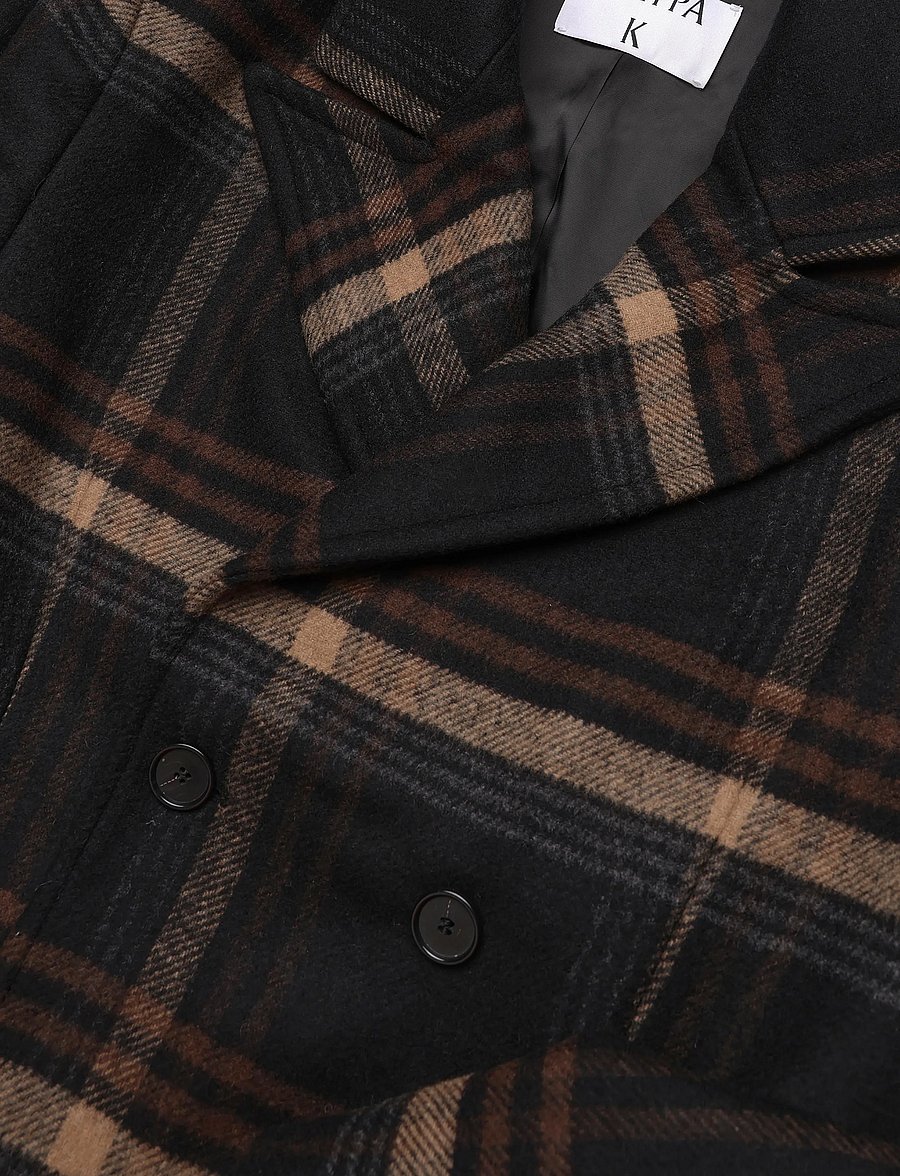 Filippa K - Damian Check Wool Coat - wool coats - black/ brown check - 2