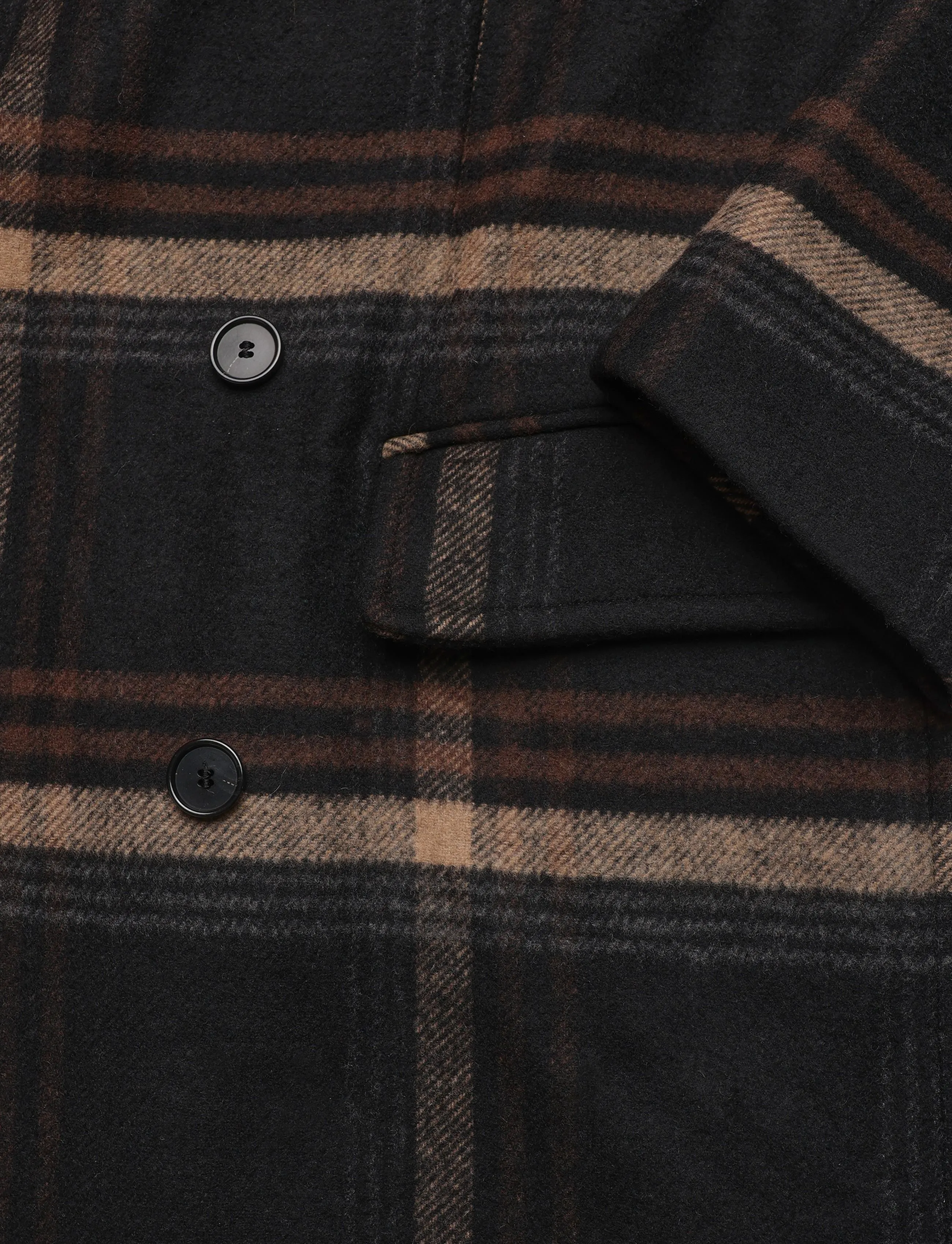Filippa K - Damian Check Wool Coat - wool coats - black/ brown check - 3
