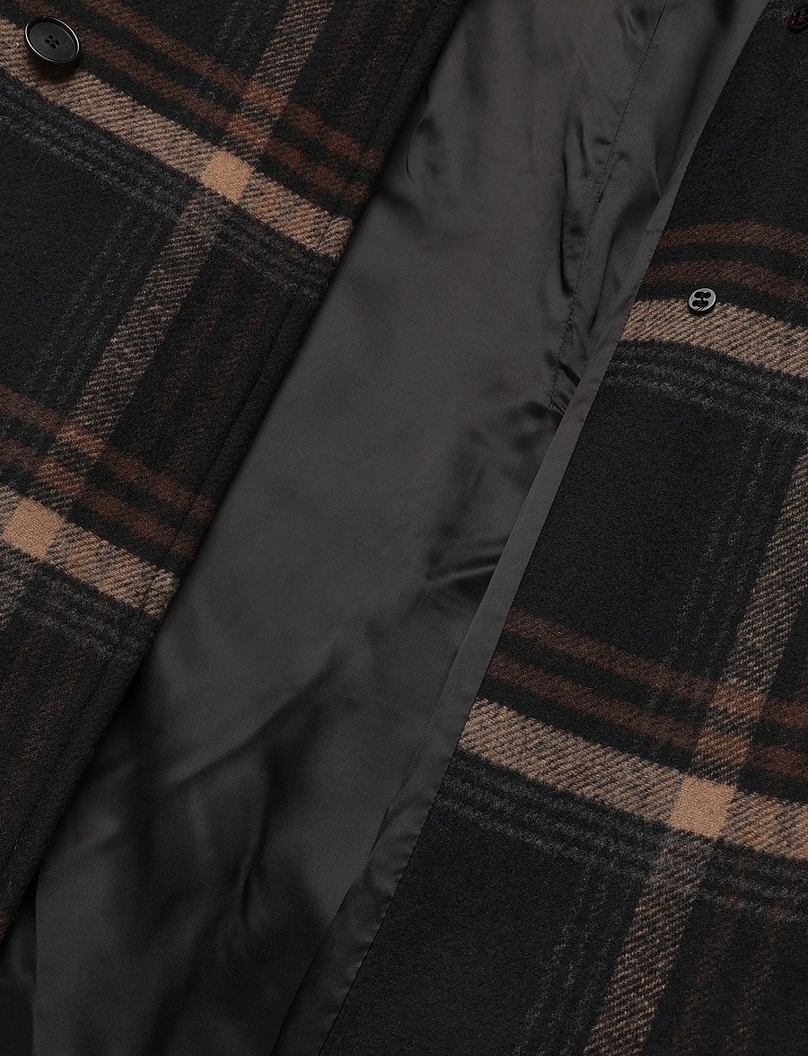 Filippa K - Damian Check Wool Coat - wool coats - black/ brown check - 4