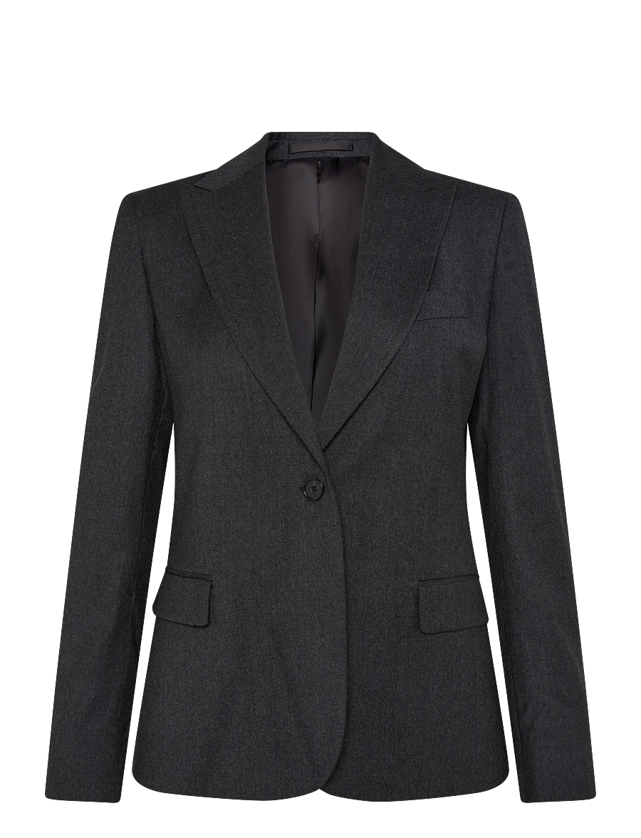 Filippa K - Sasha Flannel Blazer - single breasted blazers - dark grey melange - 0