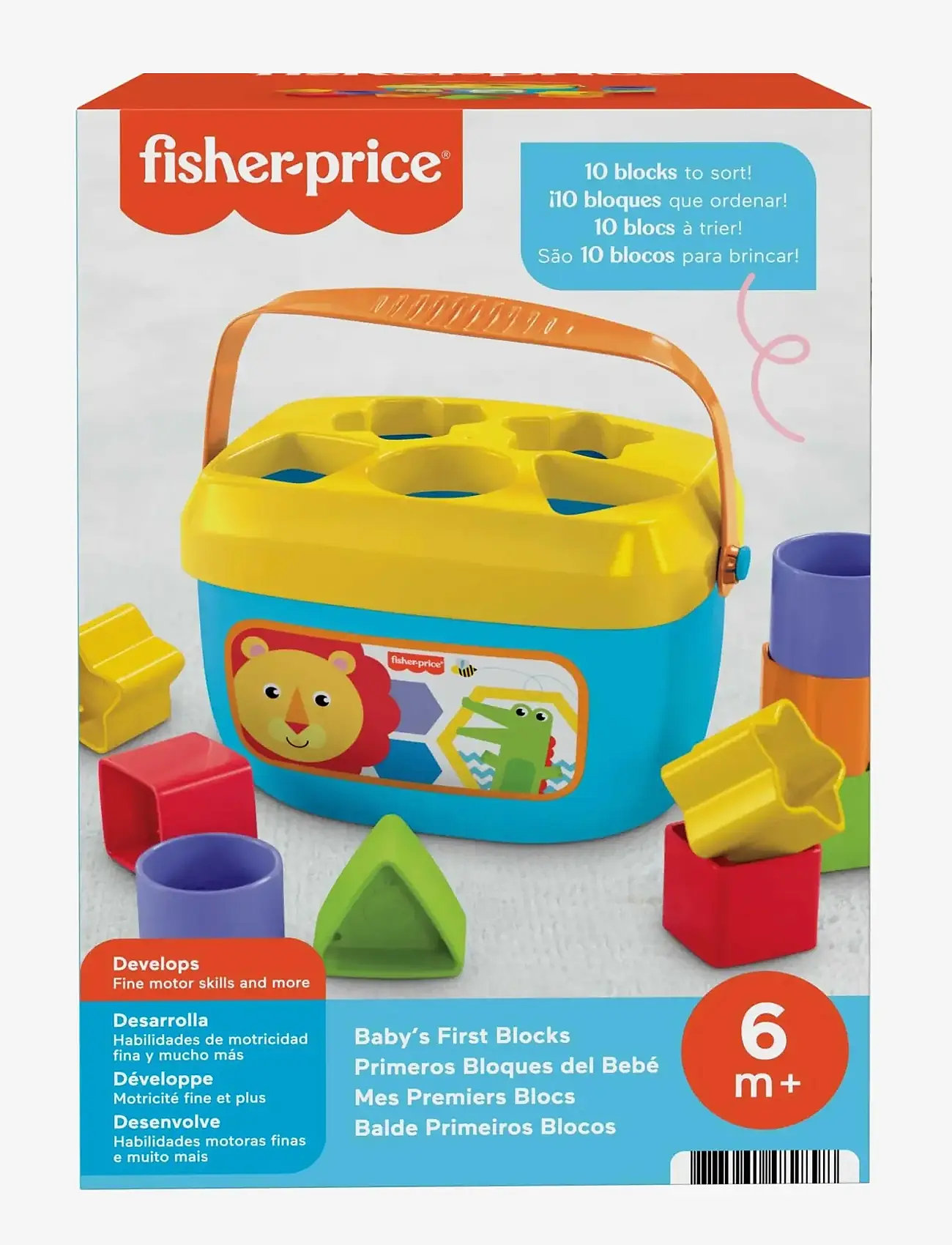 Fisher-Price - Baby’s First Blocks Shape-Sorting Toy, Set of 10, for Infants 6+ Months - flokkunarbox leikfanga - multi color - 4