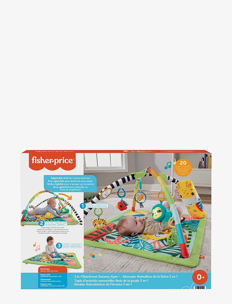 Fisher-Price - 3-in-1 Rainforest Sensory Gym Tummy Wedge with 6 Baby Toys Newborn to Toddler - multi color - 2