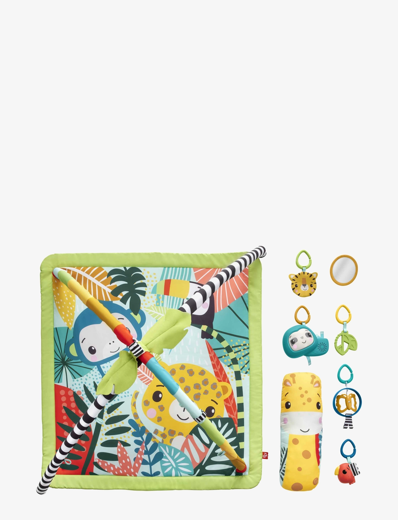 Fisher-Price - 3-in-1 Rainforest Sensory Gym Tummy Wedge with 6 Baby Toys Newborn to Toddler - multi color - 4