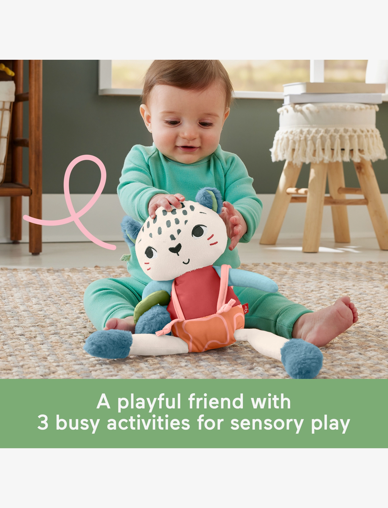 Fisher-Price - Planet Friends Spotting Fun Snow Leopard Baby Sensory Toy - mjúk leikföng & fígúrur - multicolor - 4
