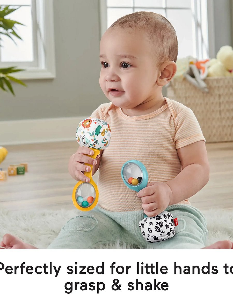 Fisher-Price - Baby Rattle ‘n Rock Maracas Toys, Set of 2 for Infants 3+ Months, High Contrast - multi color - 0
