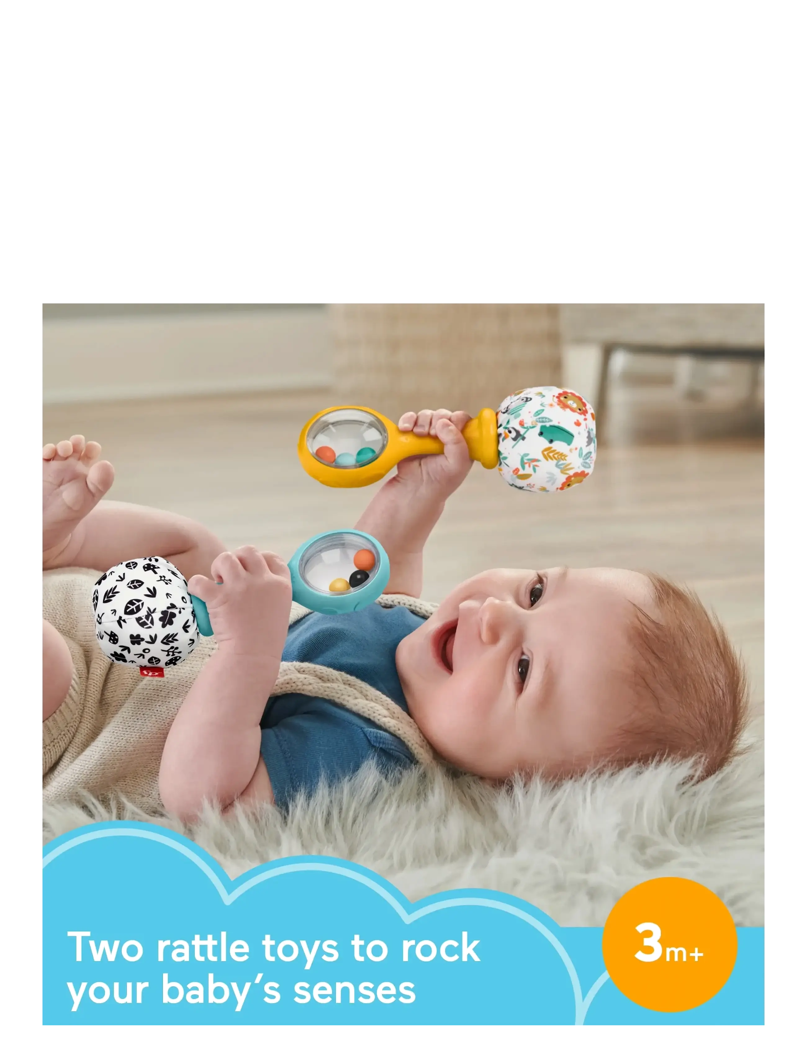 Fisher-Price - Baby Rattle ‘n Rock Maracas Toys, Set of 2 for Infants 3+ Months, High Contrast - laveste priser - multi color - 5