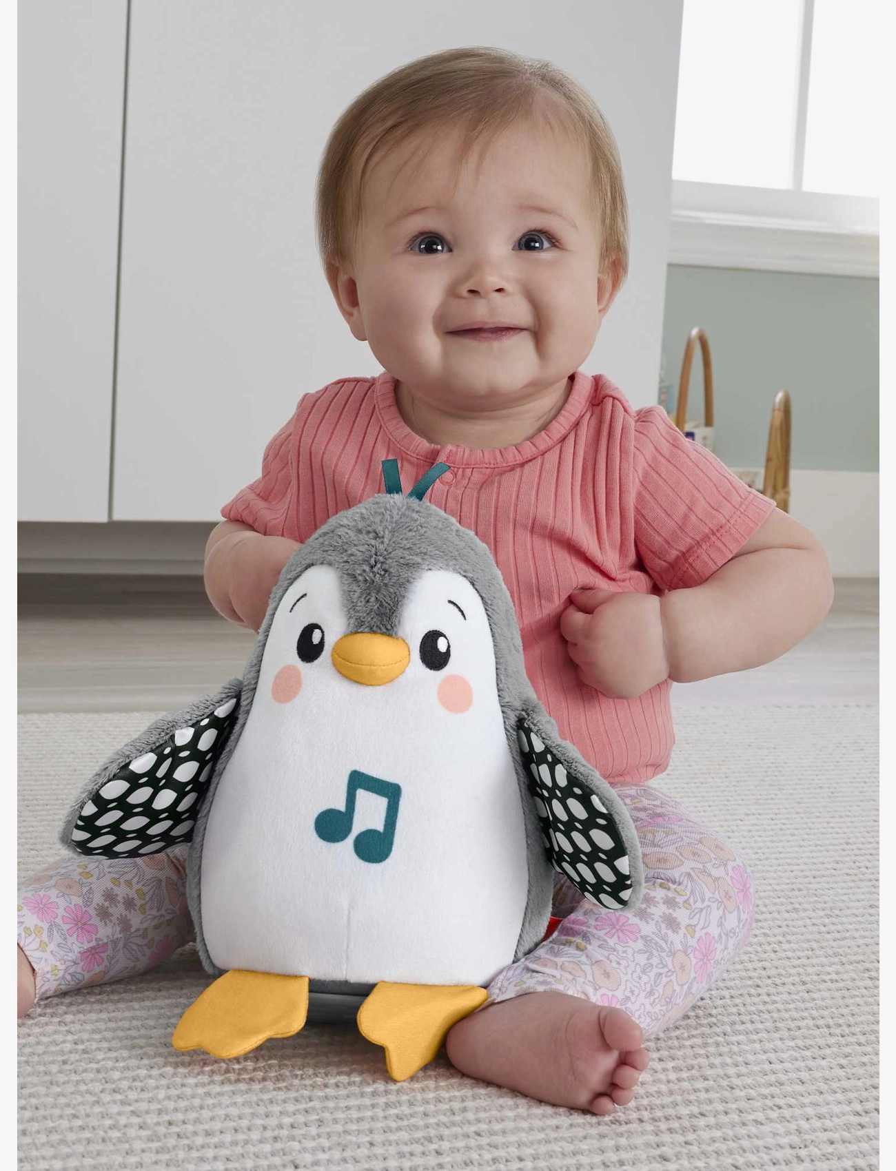 Fisher-Price - Plush Tummy Time Toy, Flap & Wobble Penguin, Newborn Musical Toy - interaktive dyr - multi color - 1