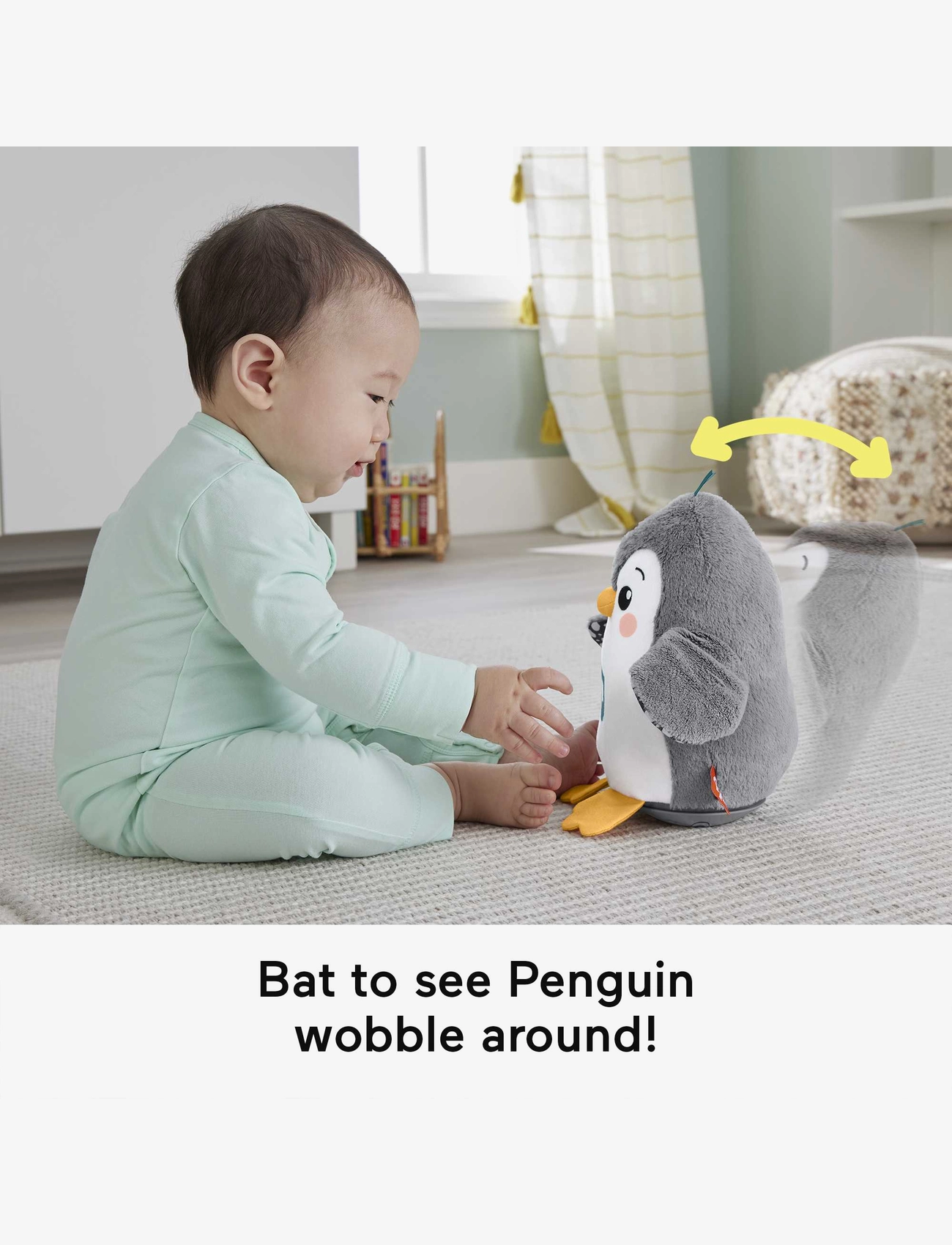 Fisher-Price - Plush Tummy Time Toy, Flap & Wobble Penguin, Newborn Musical Toy - interaktive dyr - multi color - 5