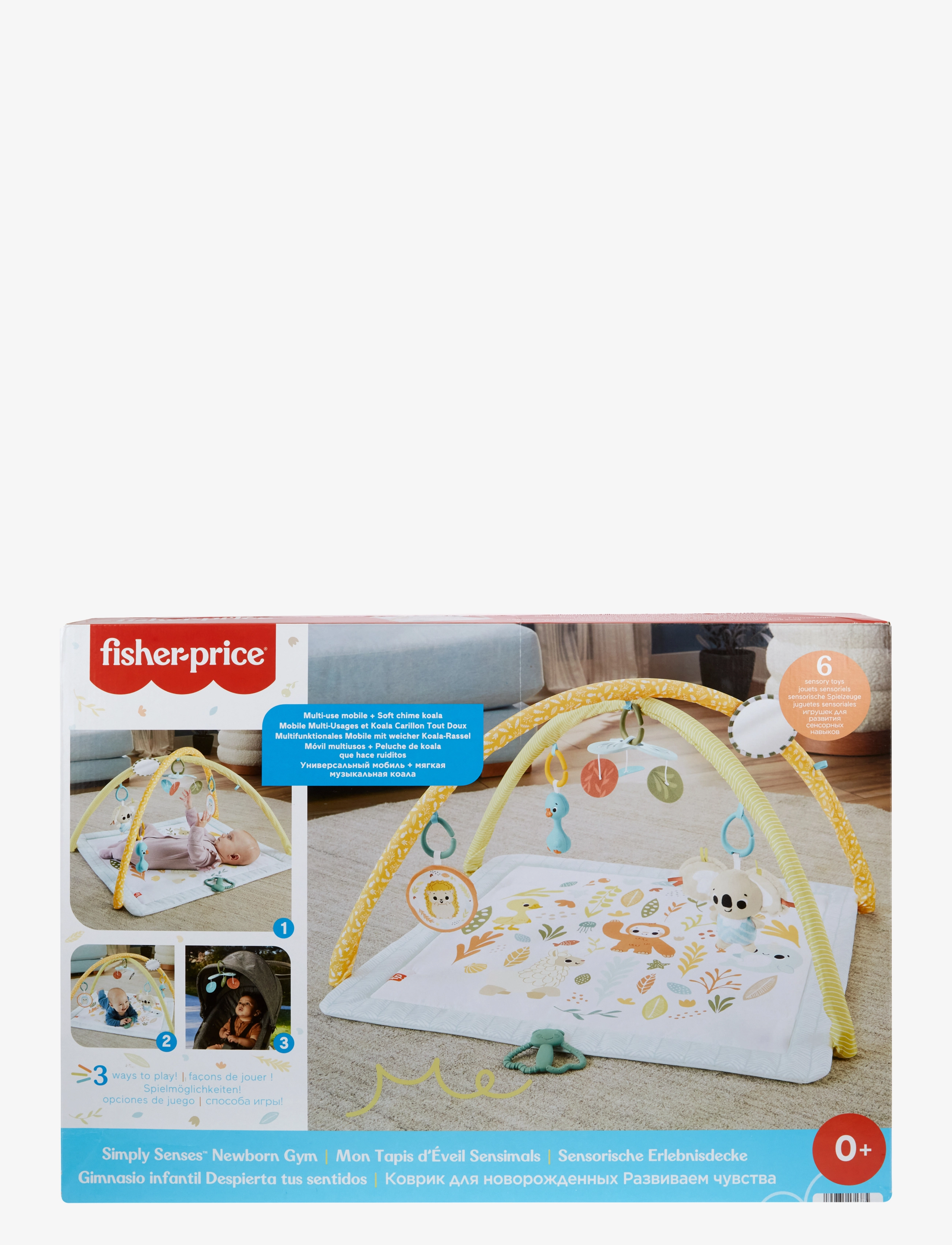 Fisher-Price - Sensimals Simply Senses Newborn Gym Baby Activity Mat with 6 Sensory Toys - babygym & lekmattor - multicolor - 2