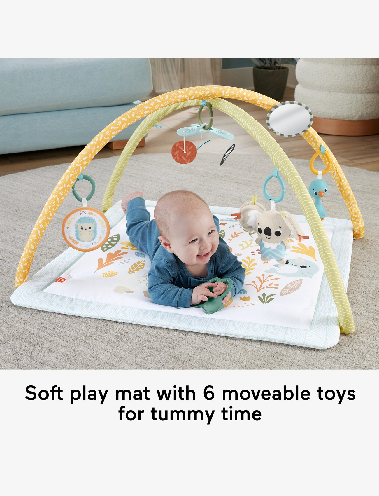 Fisher-Price - Sensimals Simply Senses Newborn Gym Baby Activity Mat with 6 Sensory Toys - babygym & lekmattor - multicolor - 3