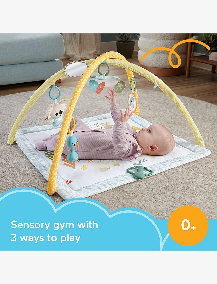 Fisher-Price - Sensimals Simply Senses Newborn Gym Baby Activity Mat with 6 Sensory Toys - babygym & lekmattor - multicolor - 4