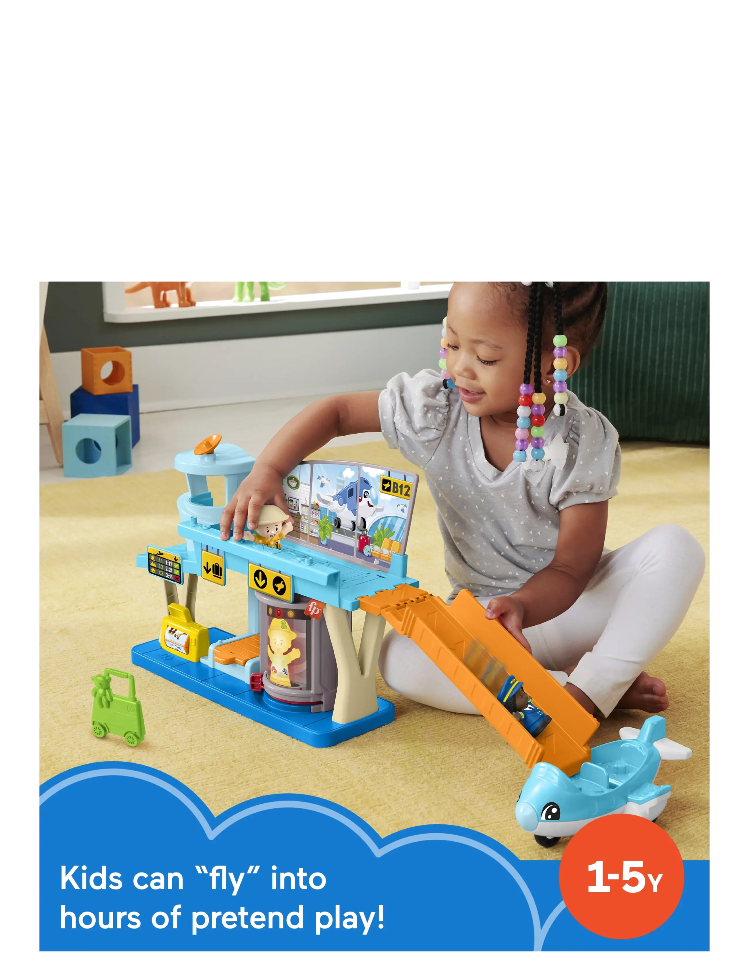 Fisher-Price - Little People Everyday Adventures Airport Toddler Playset, Airplane & 3 Play Pieces - play sets - multicolor - 5