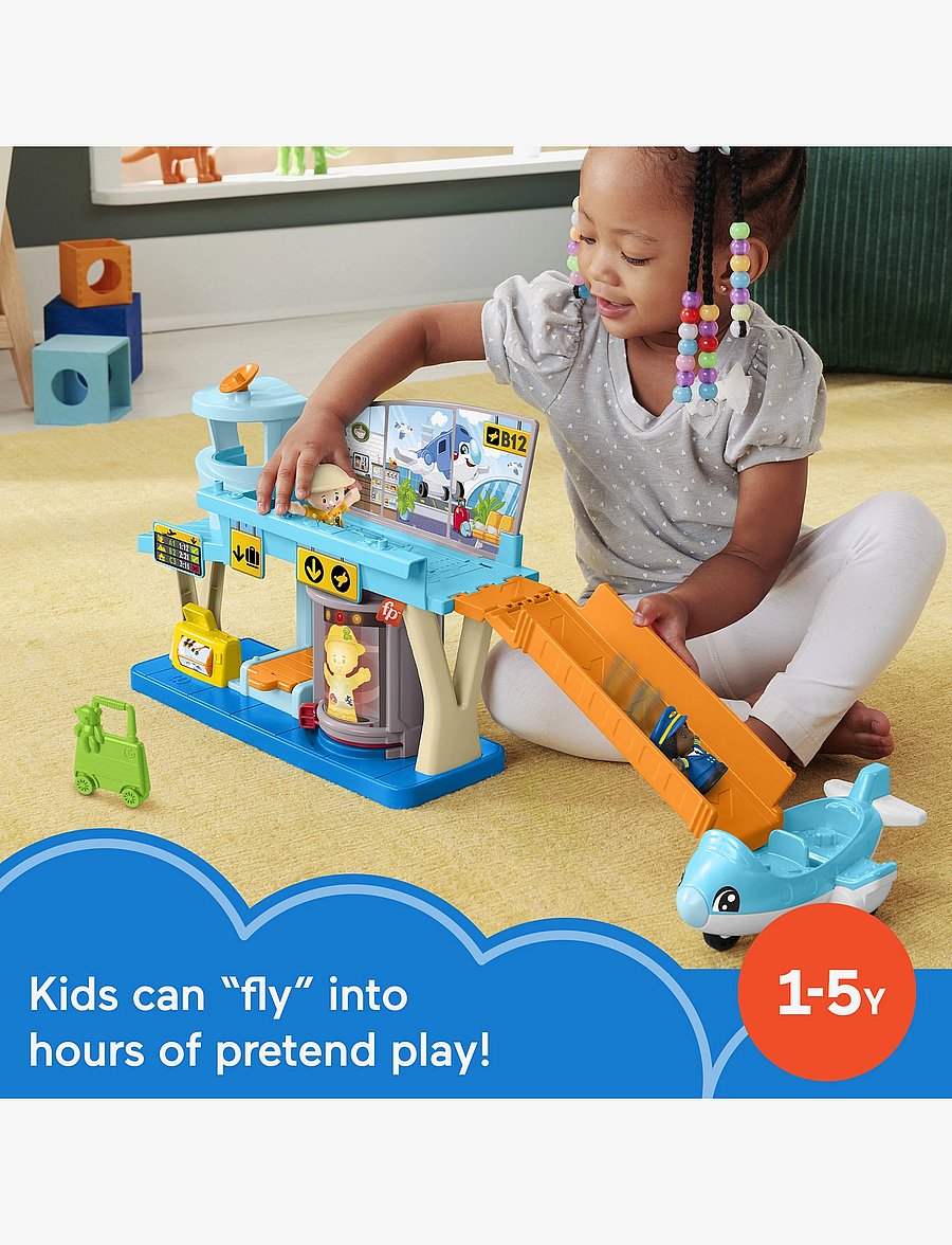 Fisher-Price - Little People Everyday Adventures Airport Toddler Playset, Airplane & 3 Play Pieces - mängukomplektid - multicolor - 5