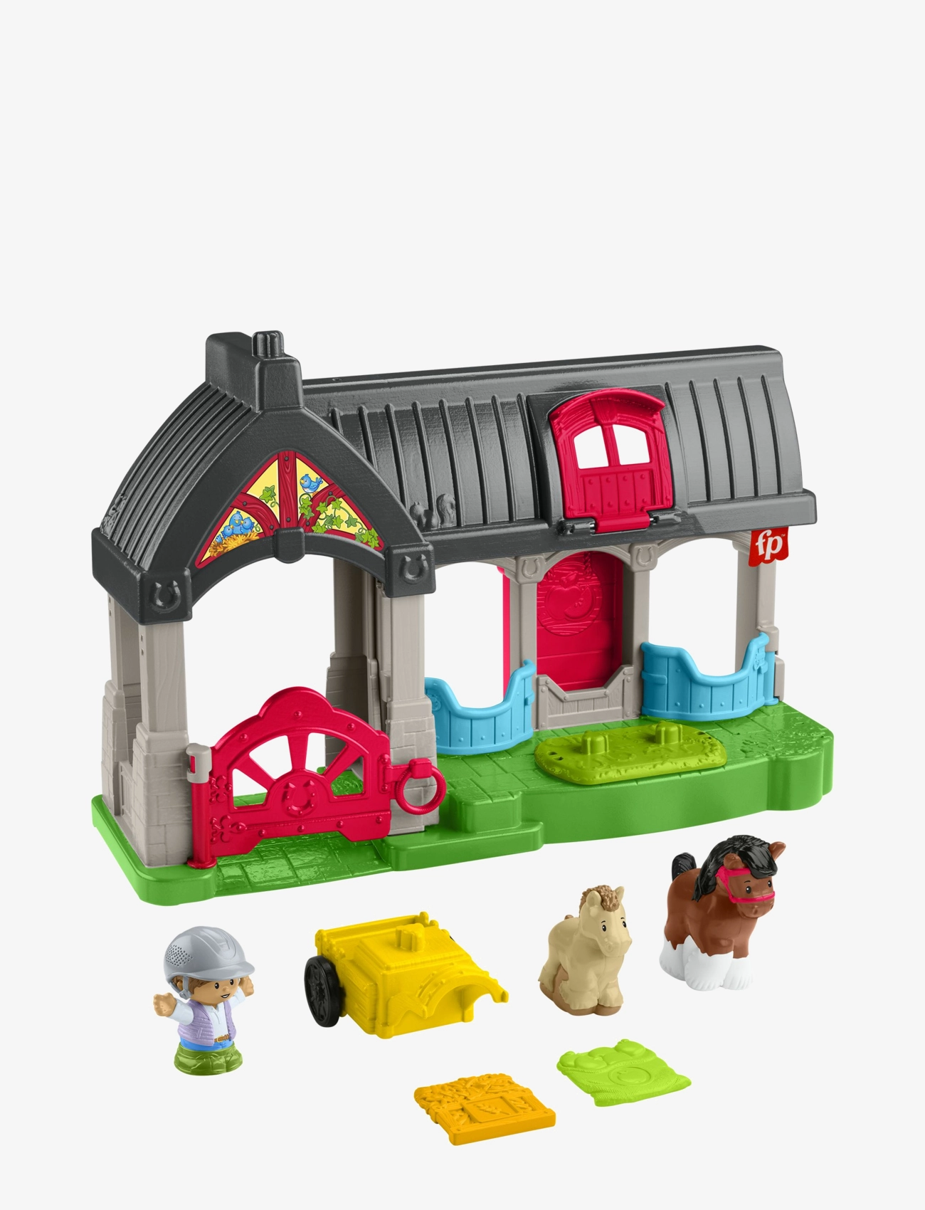 Fisher-Price Little People Friendly Horses Stable Toddler Playset With Sounds, 6 Play Pieces, One Size, Multi/patterned, Legesæt Og Actionfigurer > Le