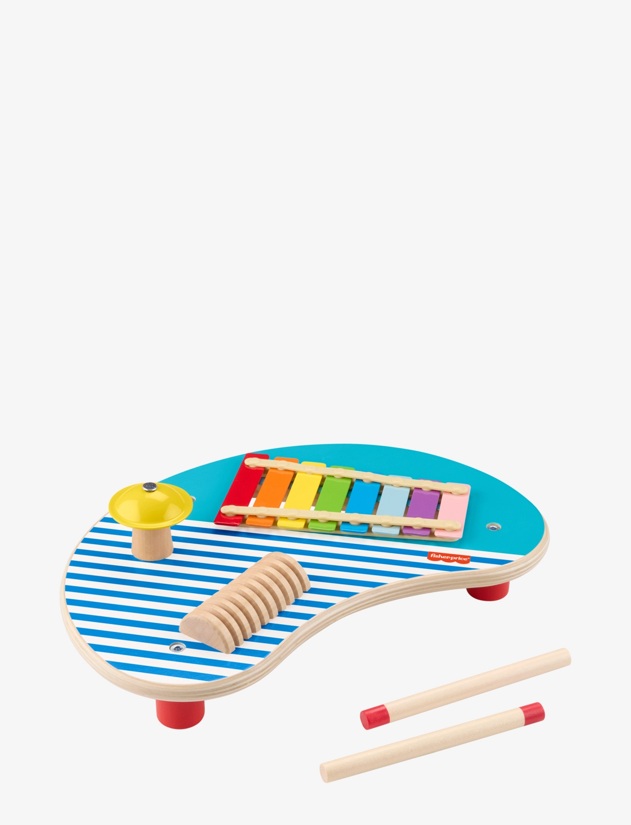 Fisher-Price Wooden Musical Table With Percussion Instrument Toys, 3 Wood Pieces, Musical Instruments, Multi/mønstret, Str: ONE SIZE