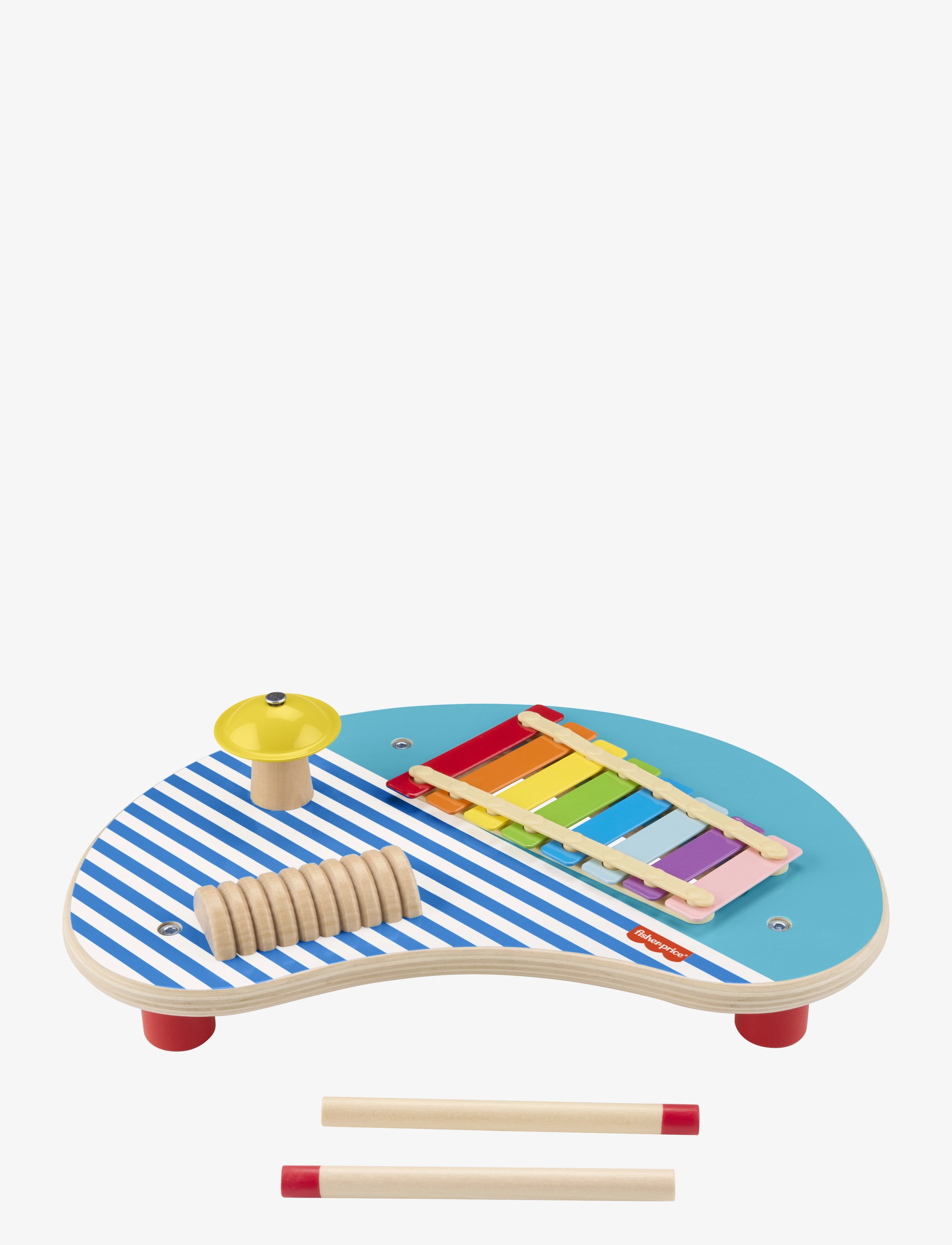 Fisher-Price - Wooden Musical Table with Percussion Instrument Toys, 3 Wood Pieces - najniższe ceny - multicolor - 1