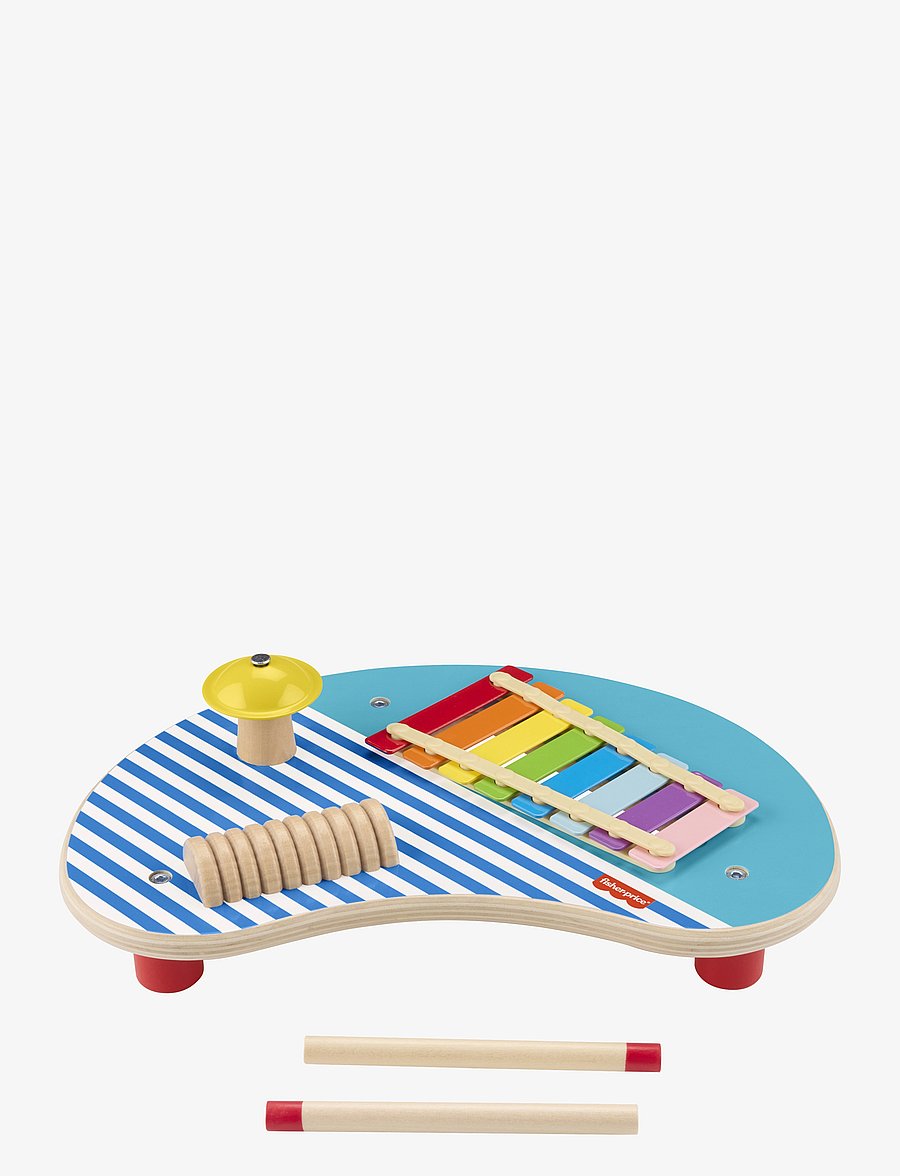 Fisher-Price - Wooden Musical Table with Percussion Instrument Toys, 3 Wood Pieces - die niedrigsten preise - multicolor - 1