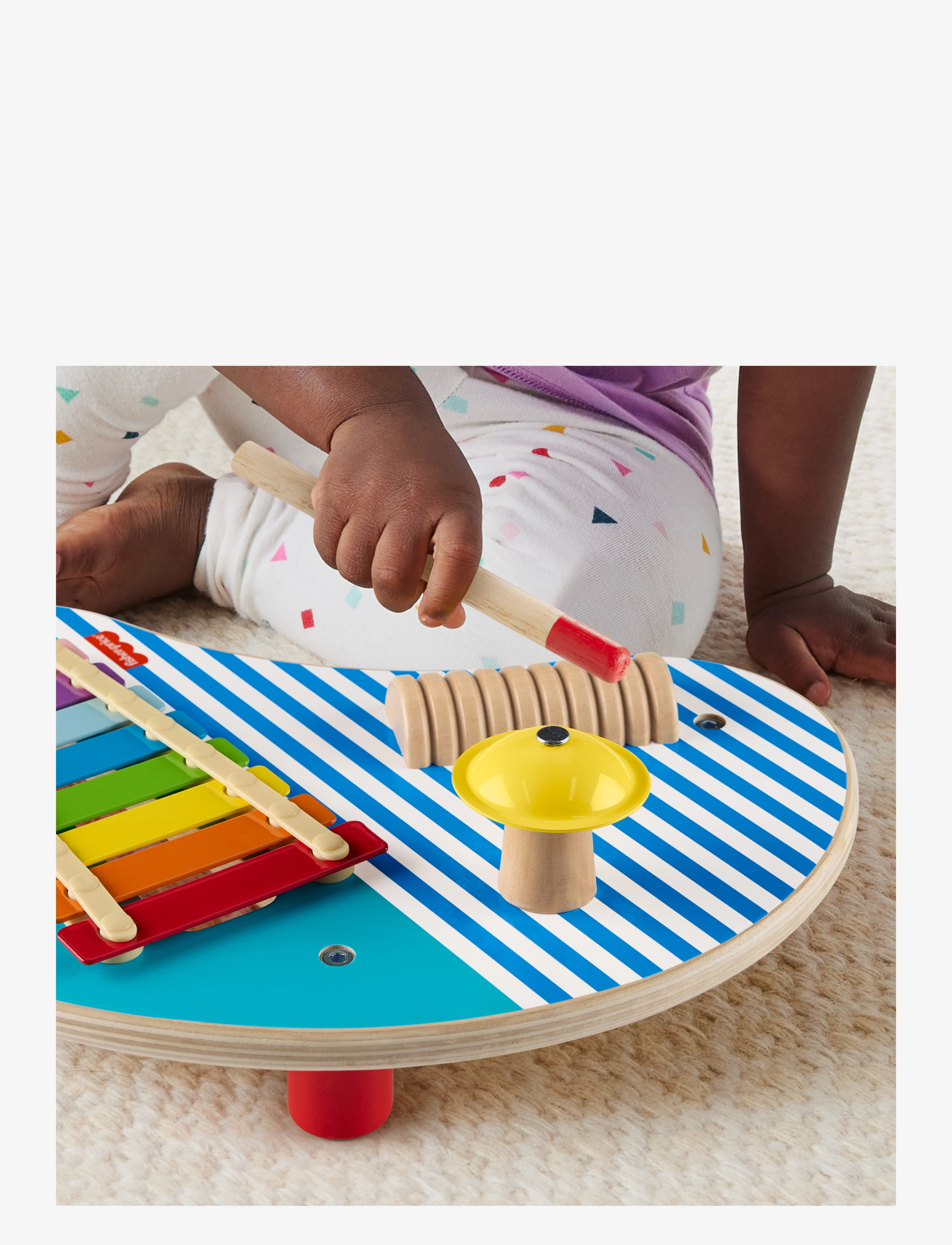 Fisher-Price - Wooden Musical Table with Percussion Instrument Toys, 3 Wood Pieces - najniższe ceny - multicolor - 5