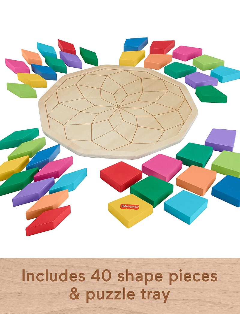 Fisher-Price - Wooden Mandala Geometric Puzzle for Toddlers & Kids, 40 Wood Pieces - puidust pusled - multicolor - 0