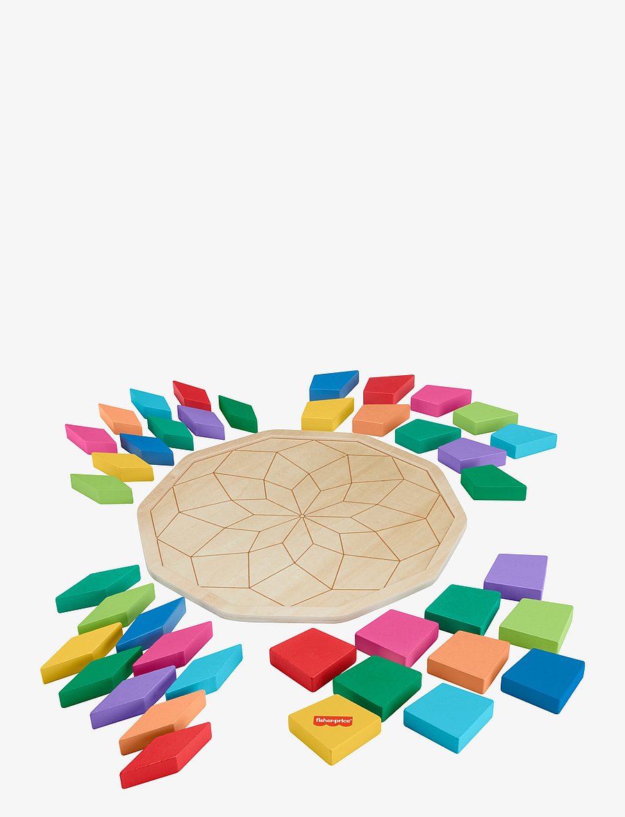 Fisher-Price - Wooden Mandala Geometric Puzzle for Toddlers & Kids, 40 Wood Pieces - holzpuzzle - multicolor - 3