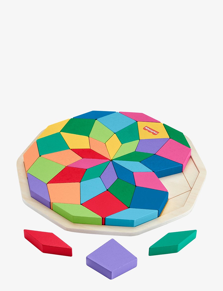 Fisher-Price - Wooden Mandala Geometric Puzzle for Toddlers & Kids, 40 Wood Pieces - holzpuzzle - multicolor - 4