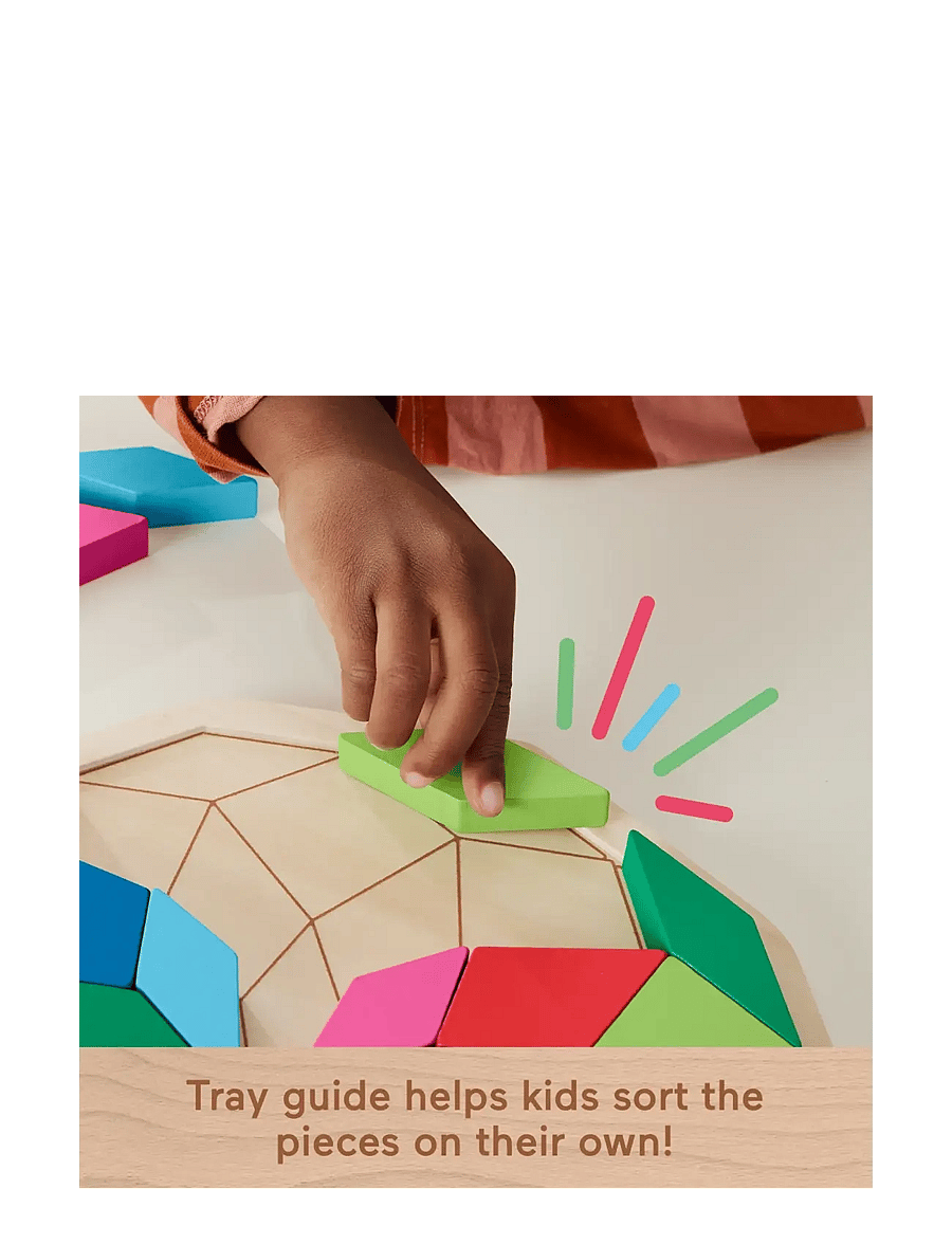 Fisher-Price - Wooden Mandala Geometric Puzzle for Toddlers & Kids, 40 Wood Pieces - holzpuzzle - multicolor - 5