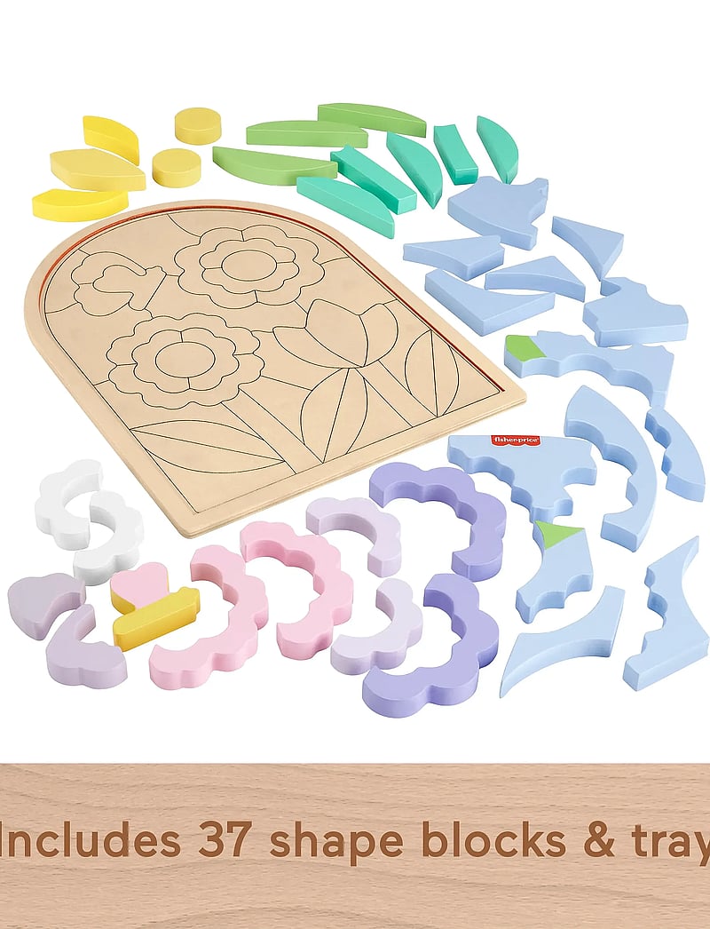 Fisher-Price - Wooden Flower Puzzle Blocks for Preschool Kids, 38 Wood Pieces - puidust pusled - multicolor - 0
