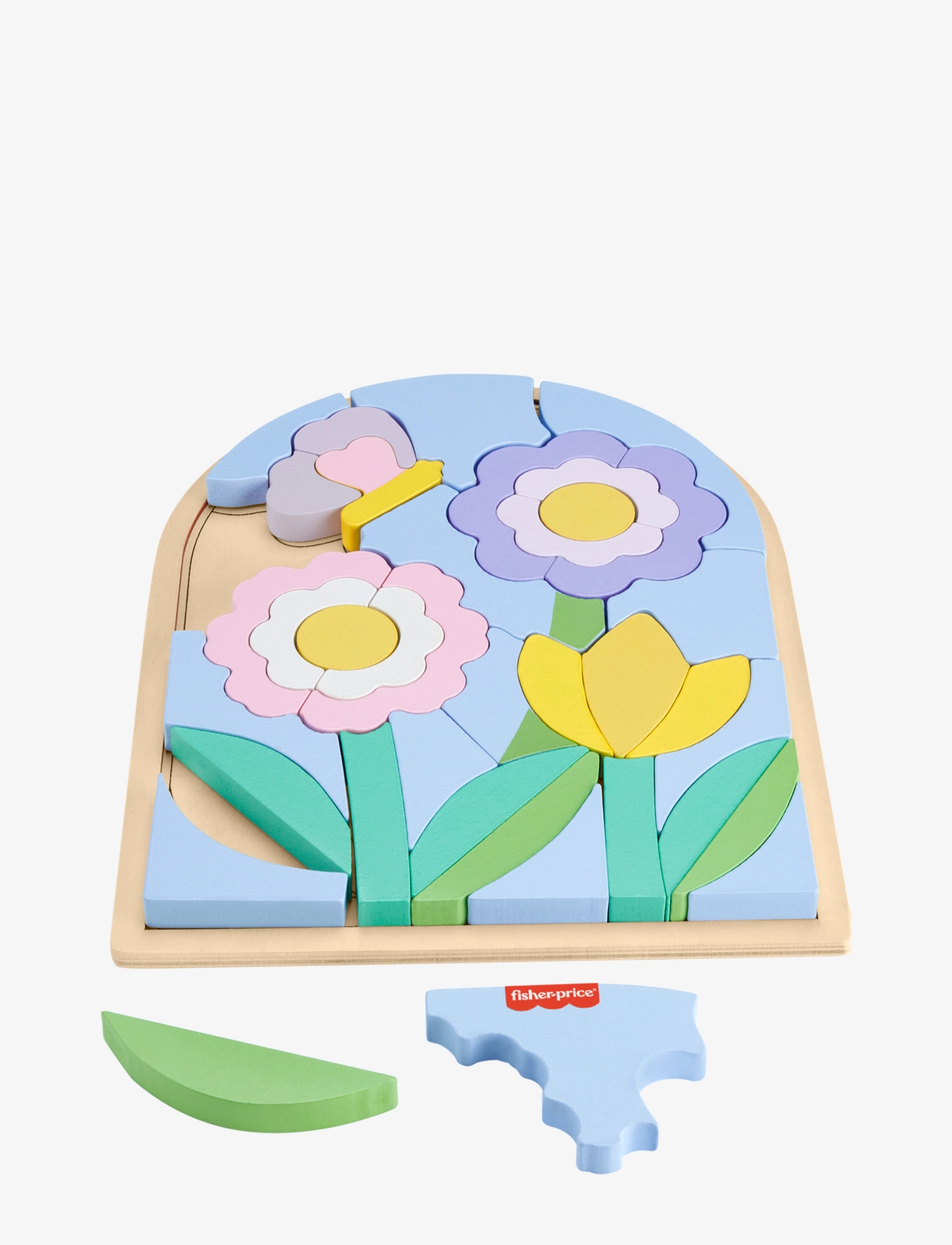 Fisher-Price - Wooden Flower Puzzle Blocks for Preschool Kids, 38 Wood Pieces - houten puzzels - multicolor - 3