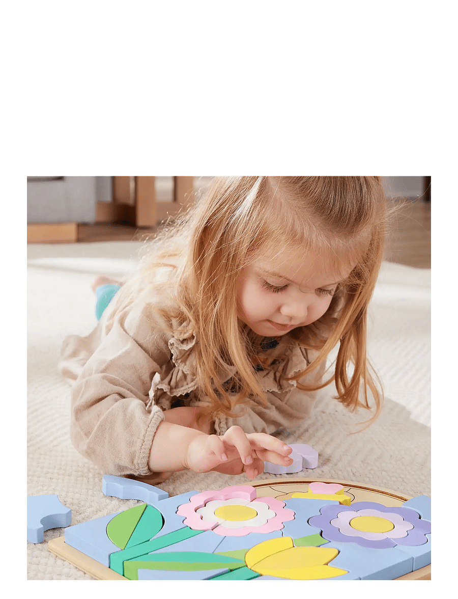 Fisher-Price - Wooden Flower Puzzle Blocks for Preschool Kids, 38 Wood Pieces - puidust pusled - multicolor - 4
