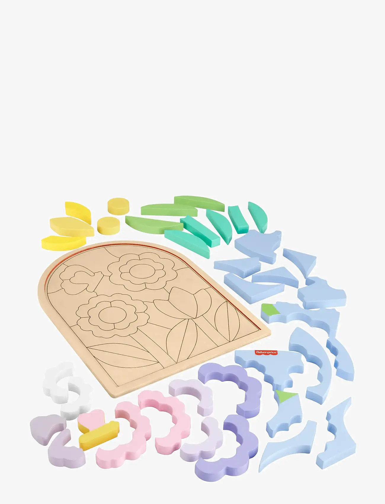 Fisher-Price - Wooden Flower Puzzle Blocks for Preschool Kids, 38 Wood Pieces - træpuslespil - multicolor - 5