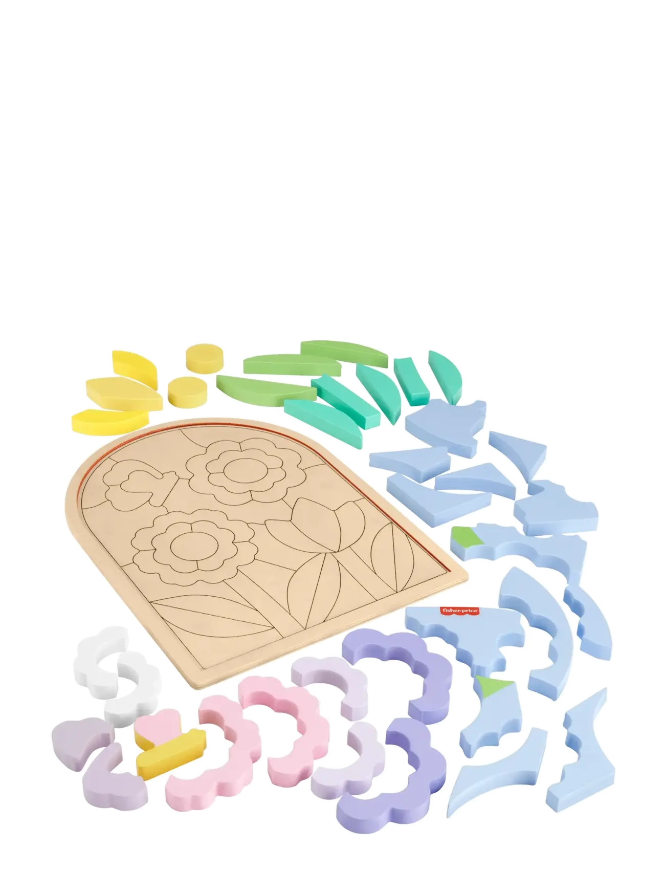 Fisher-Price - Wooden Flower Puzzle Blocks for Preschool Kids, 38 Wood Pieces - træpuslespil - multicolor - 5