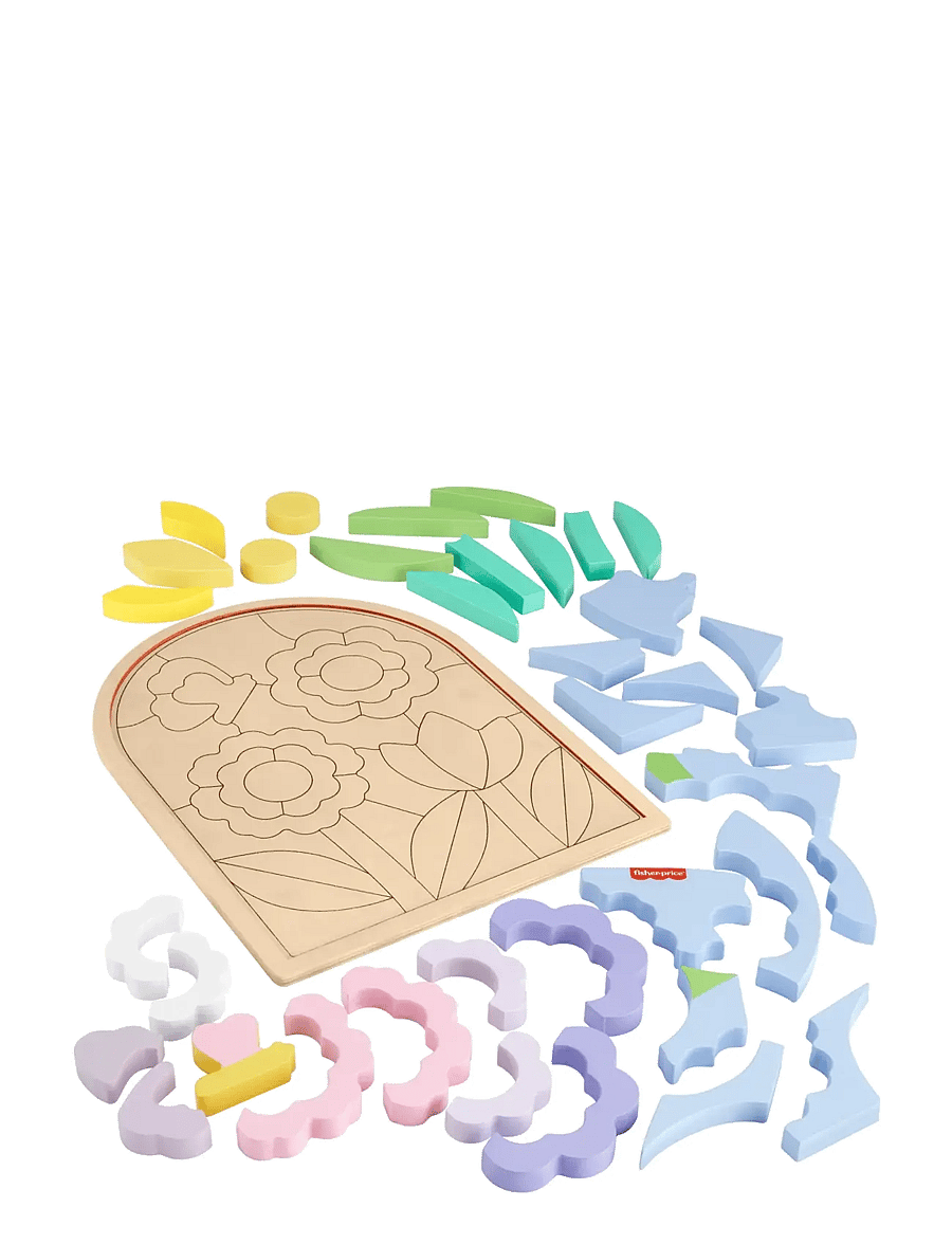 Fisher-Price - Wooden Flower Puzzle Blocks for Preschool Kids, 38 Wood Pieces - holzpuzzle - multicolor - 5