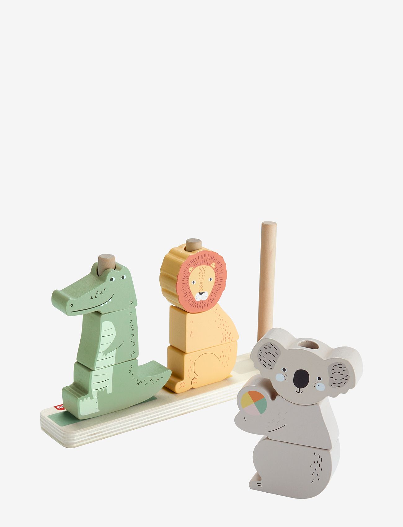 Fisher-Price - Wooden Stack & Sort Animals Baby & Toddler Toy, 10 Wood Pieces - stapelbare blokk - multicolor - 1