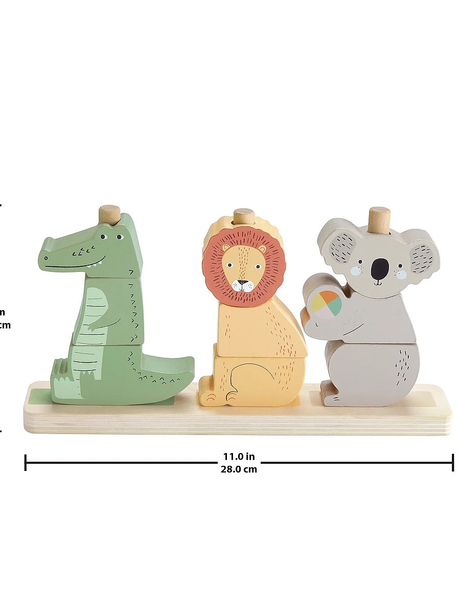 Fisher-Price - Wooden Stack & Sort Animals Baby & Toddler Toy, 10 Wood Pieces - staflanlegir kubbar - multicolor - 0