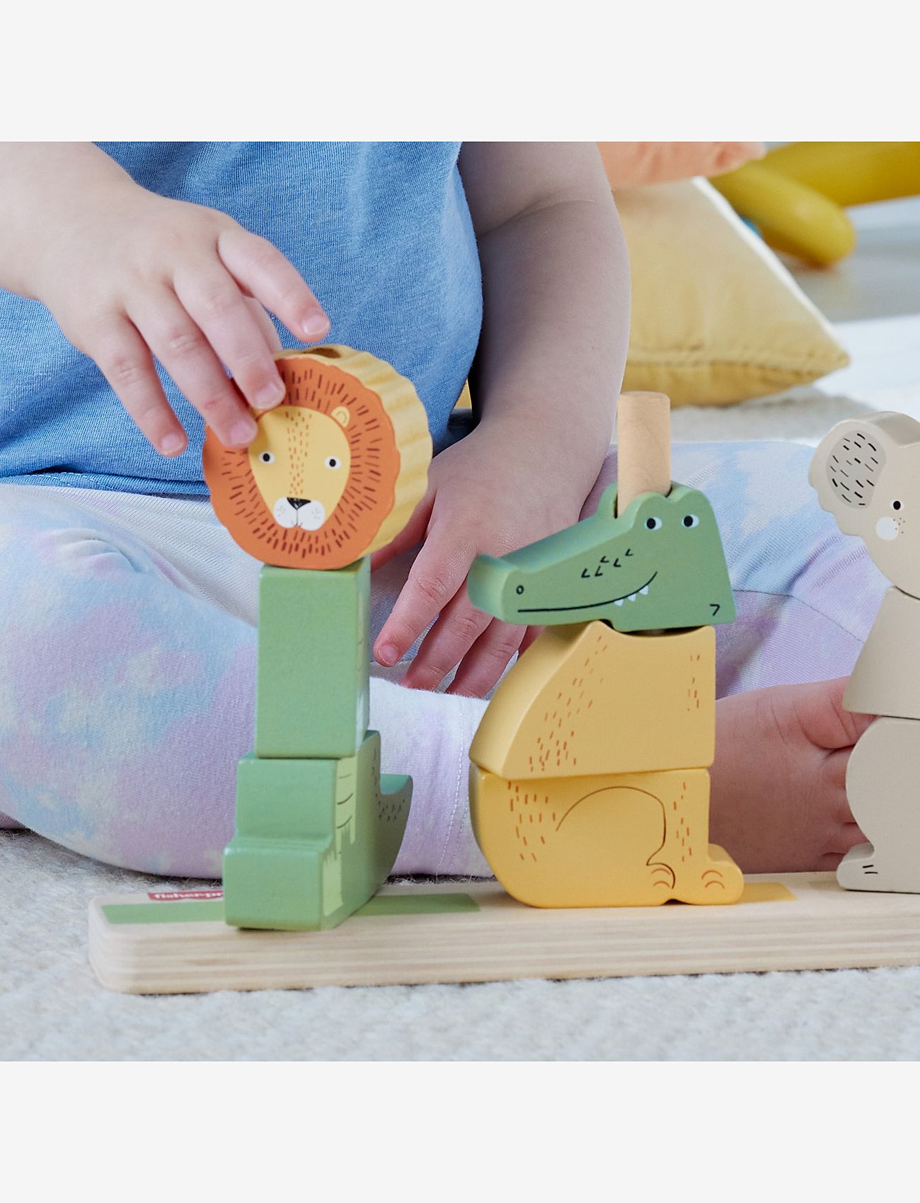 Fisher-Price - Wooden Stack & Sort Animals Baby & Toddler Toy, 10 Wood Pieces - stapelbare blokk - multicolor - 3