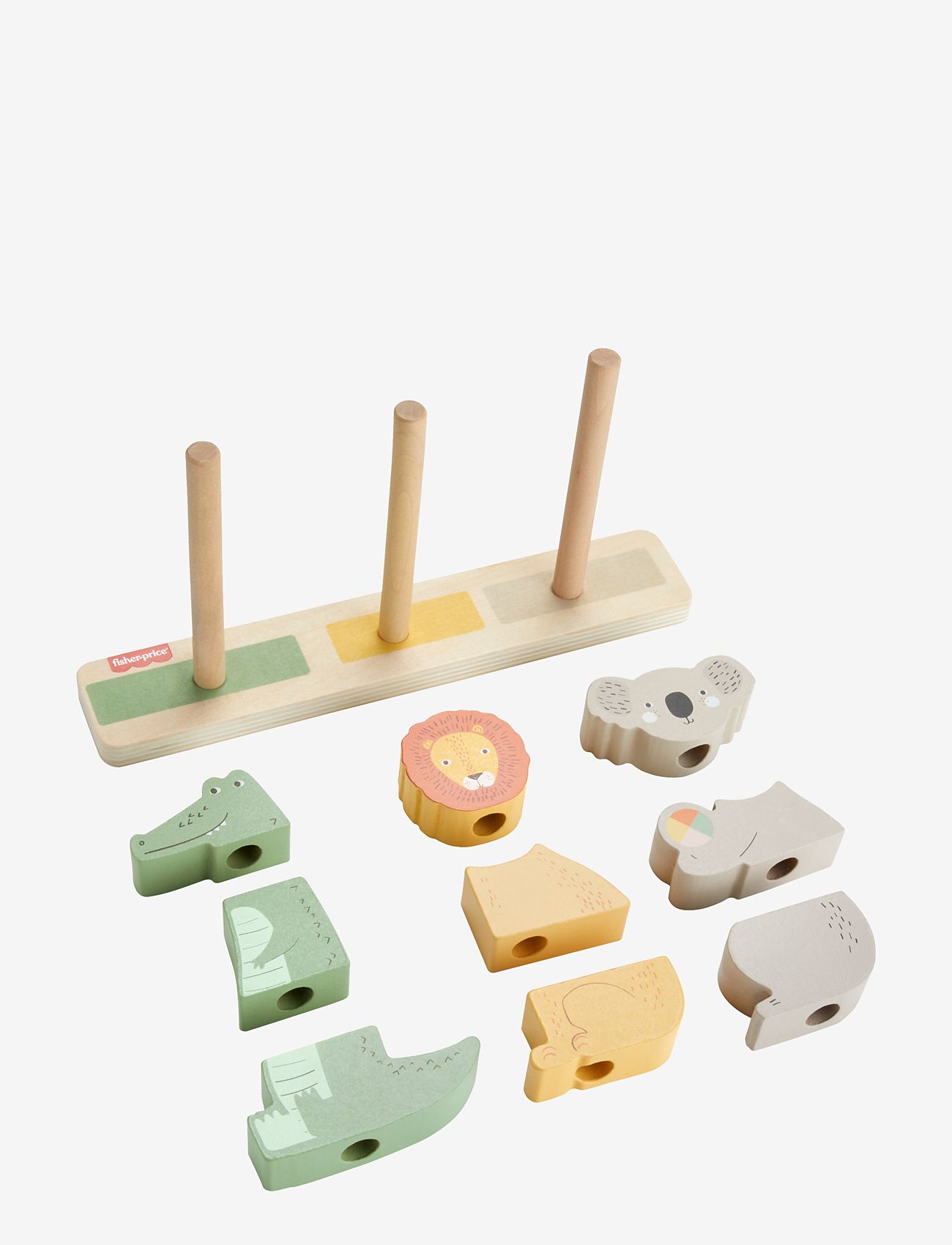 Fisher-Price - Wooden Stack & Sort Animals Baby & Toddler Toy, 10 Wood Pieces - stapelbare blokk - multicolor - 4