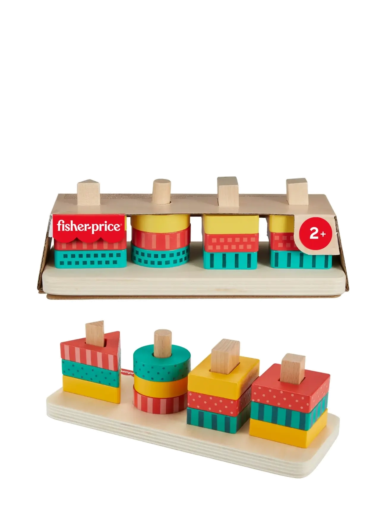 Fisher-Price Wooden Shape Stacker Toddler Sorting Toy, 13 Wood Pieces, One Size, Multi/patterned, Educational Legetøj > Stackable Blocks, Børn
