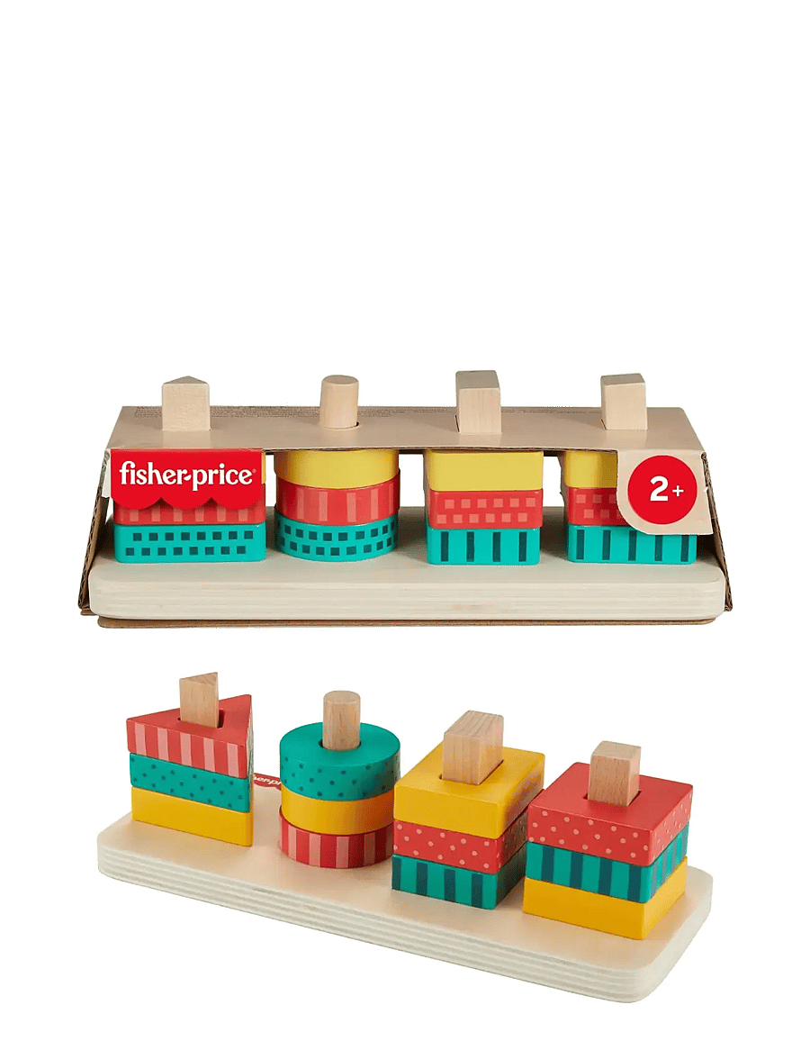 Fisher-Price - Wooden Shape Stacker Toddler Sorting Toy, 13 Wood Pieces - staflanlegir kubbar - multicolor - 0