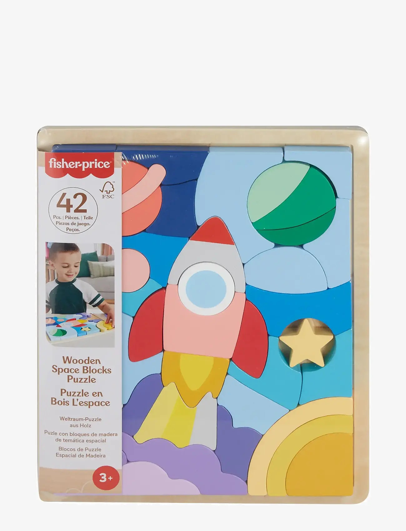 Fisher-Price - Wooden Space Blocks Puzzle - træpuslespil - multicolor - 1