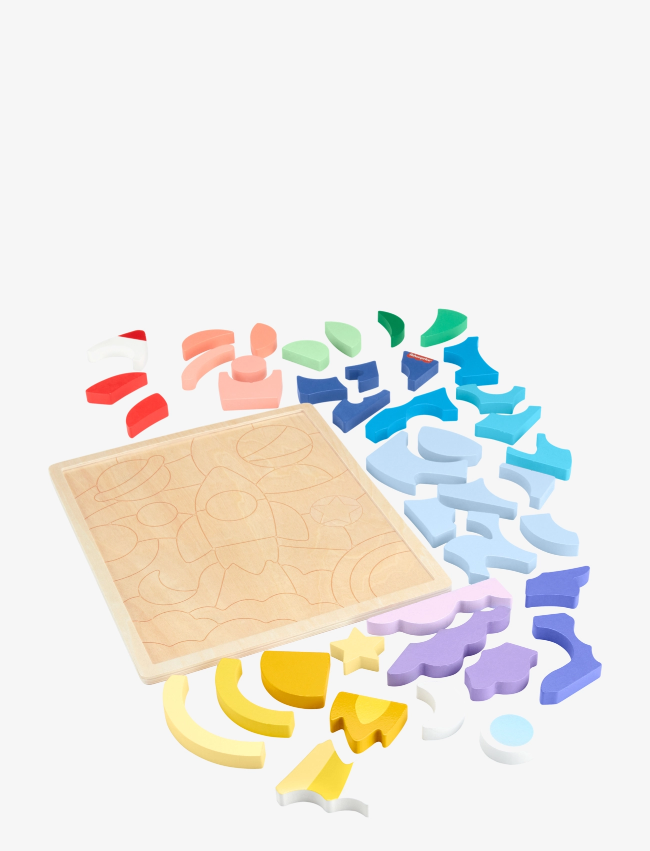 Fisher-Price - Wooden Space Blocks Puzzle for Preschool Kids, 42 Wood Pieces - träpussel - multicolor - 2
