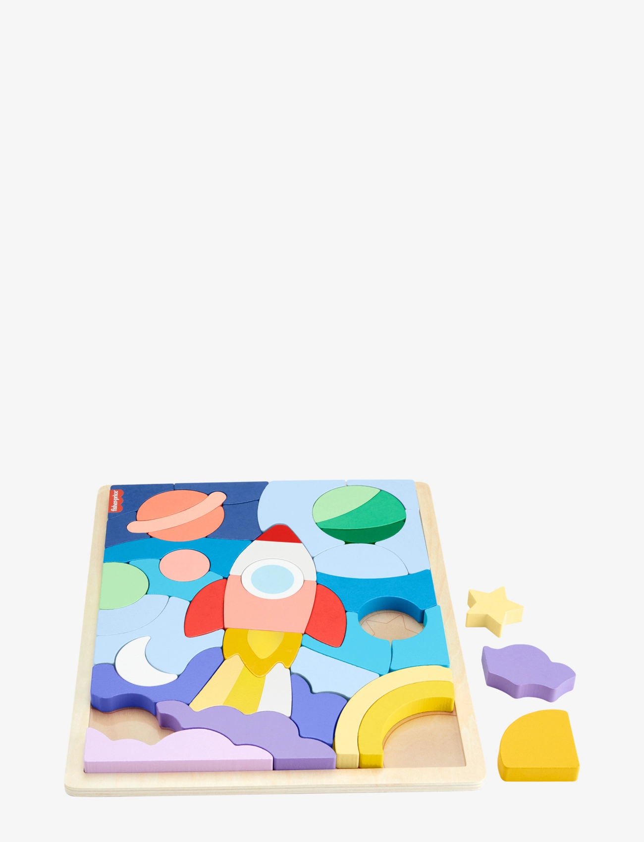 Fisher-Price - Wooden Space Blocks Puzzle for Preschool Kids, 42 Wood Pieces - träpussel - multicolor - 3