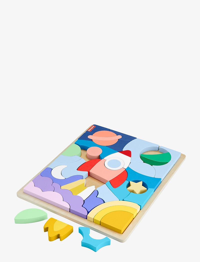 Fisher-Price - Wooden Space Blocks Puzzle for Preschool Kids, 42 Wood Pieces - holzpuzzle - multicolor - 4