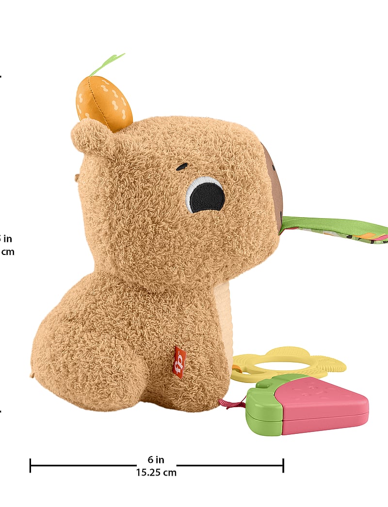 Fisher-Price - Snuggly Snacky Capybara Plush Baby Sensory Toy with Teether & Rattle for Newborns - mjúk leikföng & fígúrur - multi color - 2