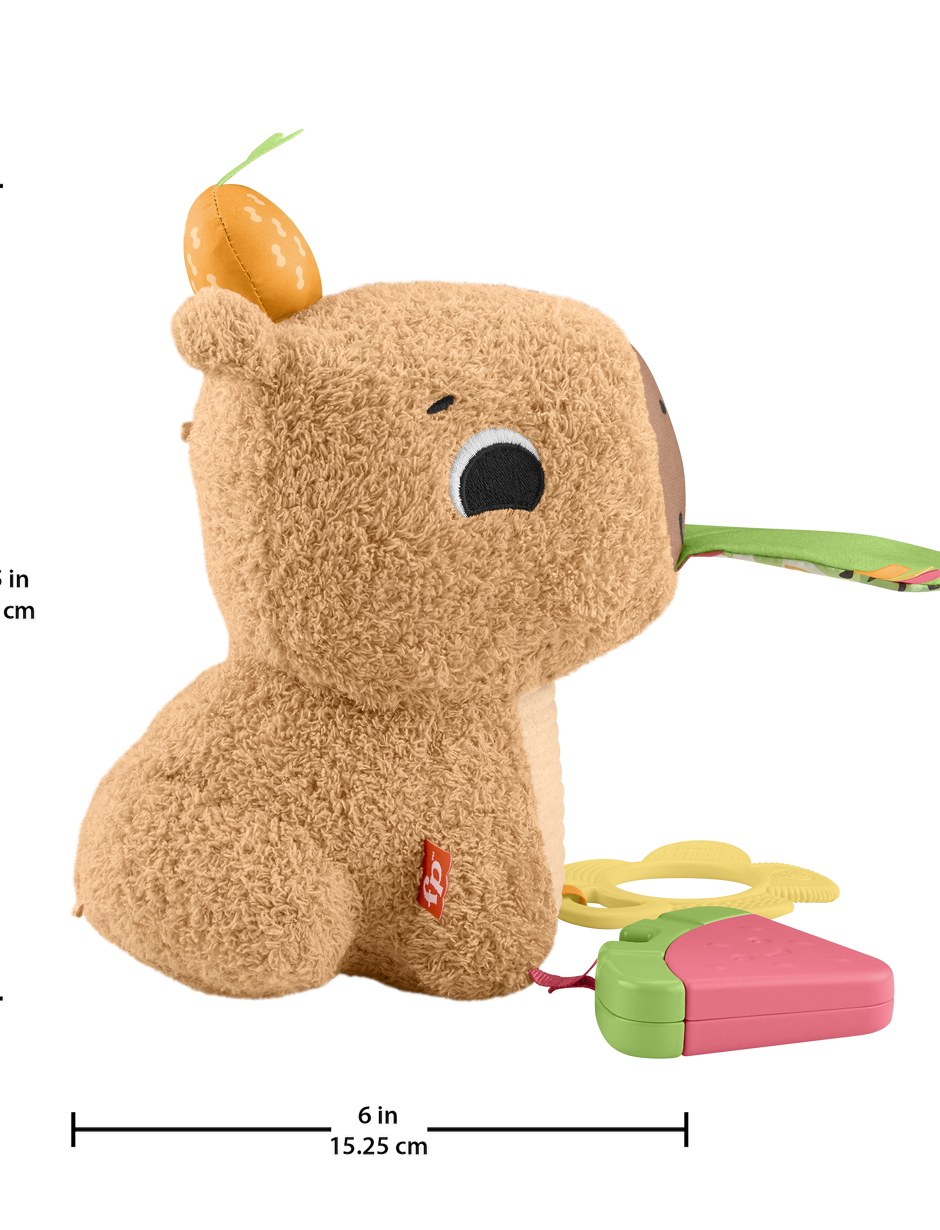 Fisher-Price - Snuggly Snacky Capybara Plush Baby Sensory Toy with Teether & Rattle for Newborns - mjúk leikföng & fígúrur - multi color - 2