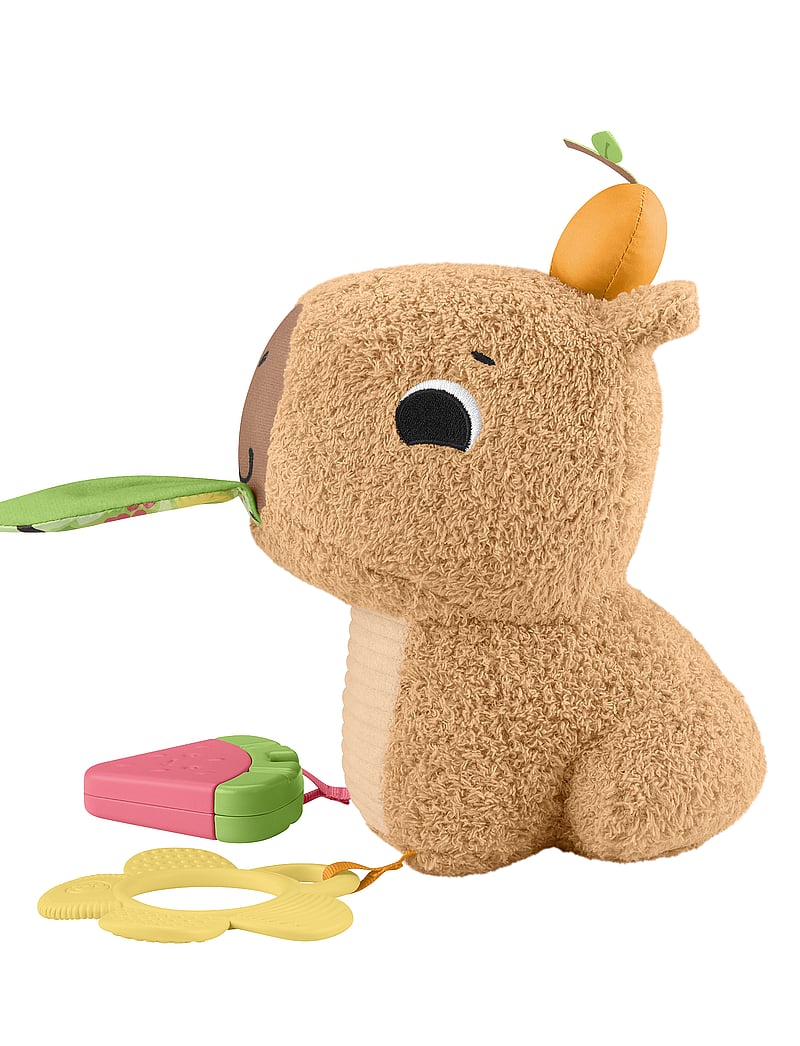 Fisher-Price - Snuggly Snacky Capybara Plush Baby Sensory Toy with Teether & Rattle for Newborns - mjúk leikföng & fígúrur - multi color - 5