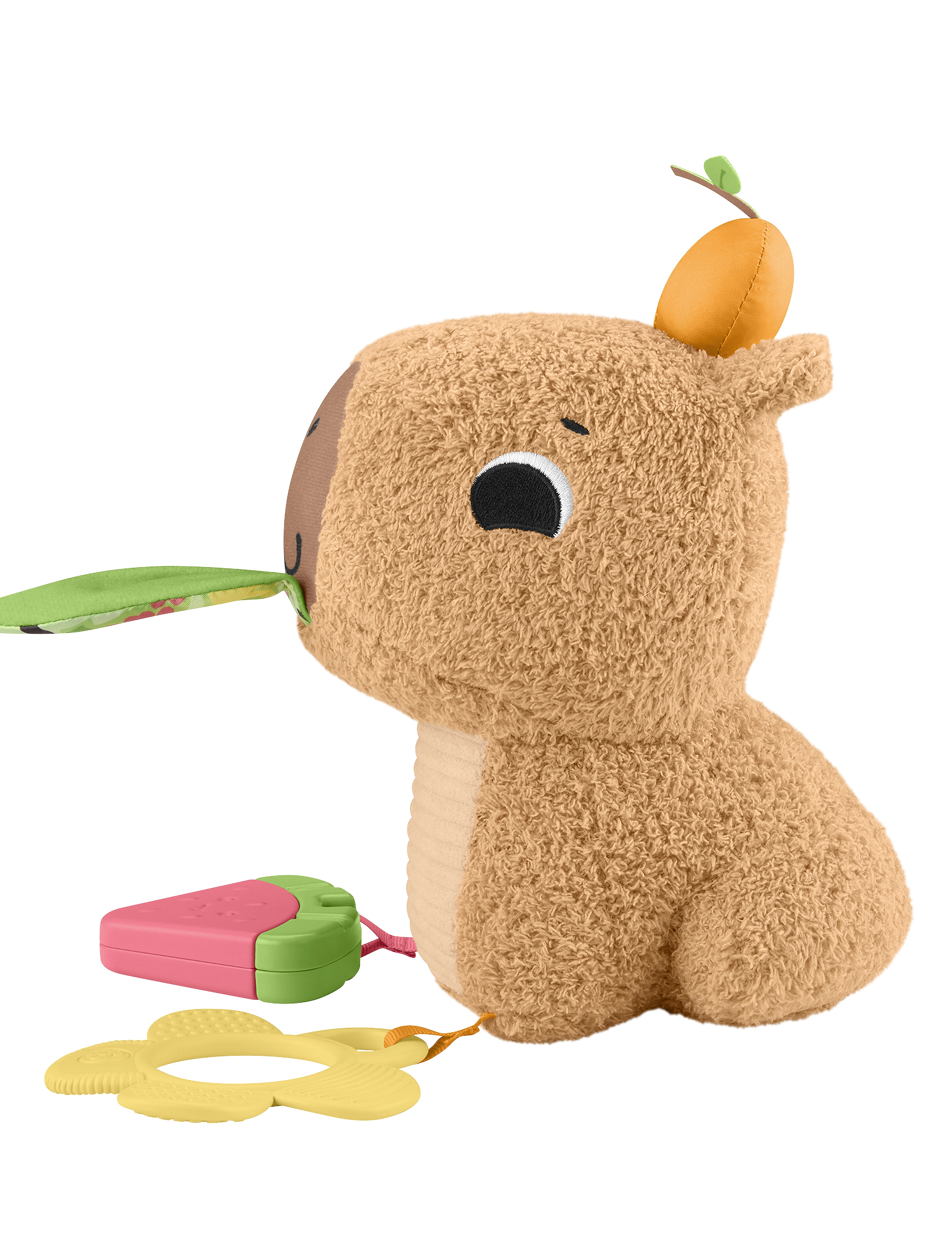 Fisher-Price - Snuggly Snacky Capybara Plush Baby Sensory Toy with Teether & Rattle for Newborns - tøyleker - multi color - 5