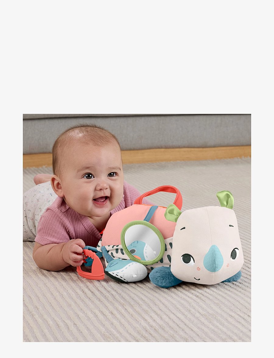 Fisher-Price - Planet Friends Tummy Time Roaming Rhino Plush Sensory Toy for Newborn Babies - kingiideed - multi color - 2