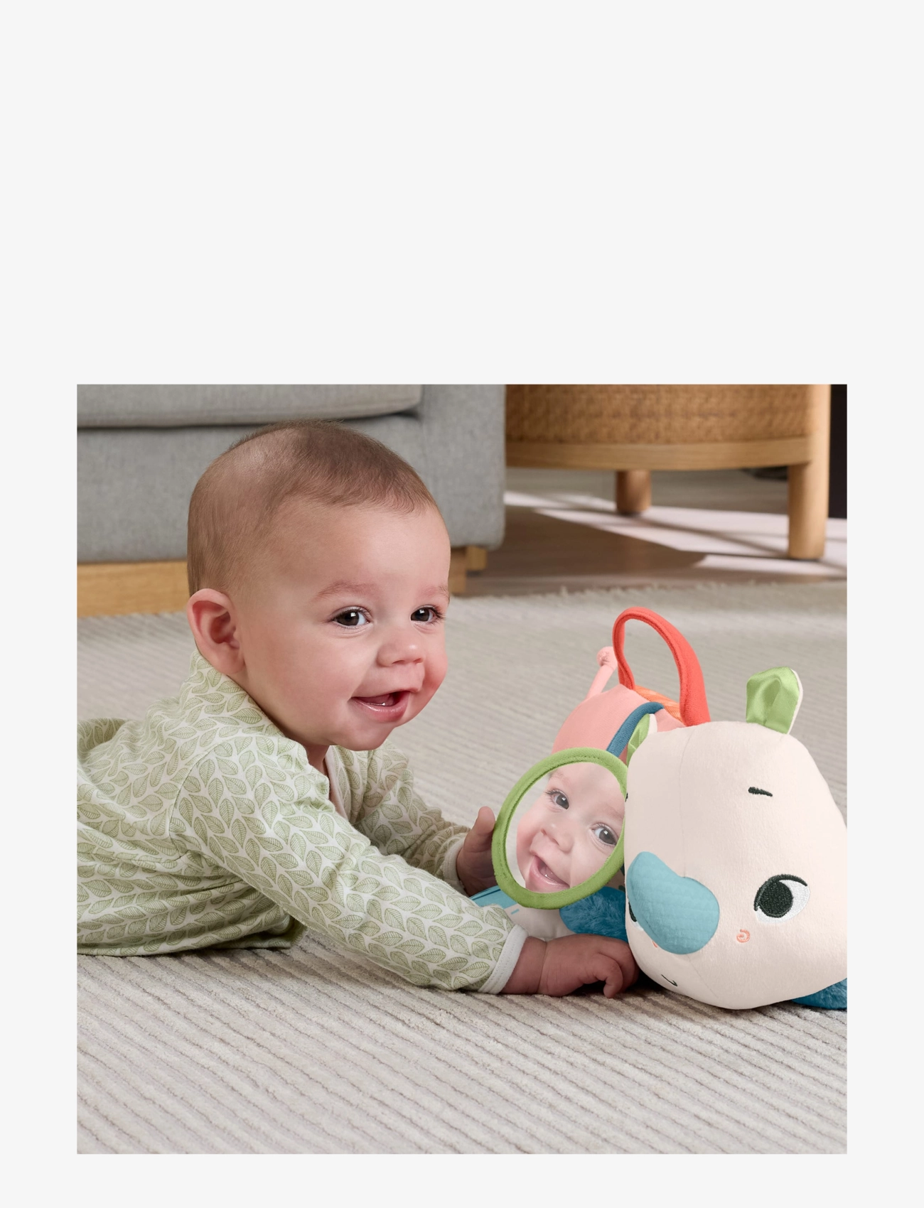 Fisher-Price - Planet Friends Tummy Time Roaming Rhino Plush Sensory Toy for Newborn Babies - presentidéer - multi color - 3